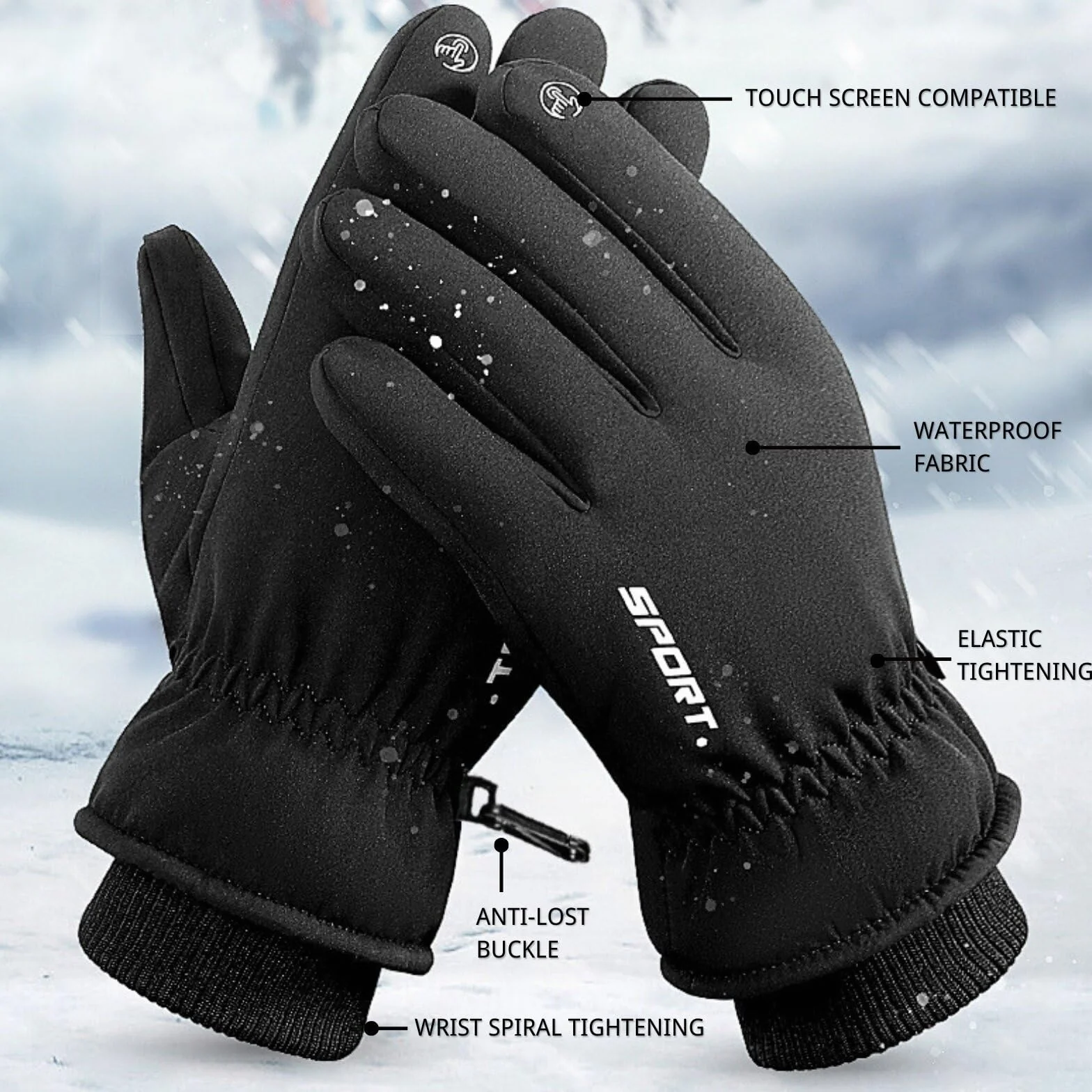 KEYRI Rękawice termiczne, odporne na zimno, ekran dotykowy, rękawice narciarskie, wodoodporne rękawice śnieżne do chodzenia, snowboardu, wędrówek, aktywności na świeżym powietrzu, izolowane rękawiczki