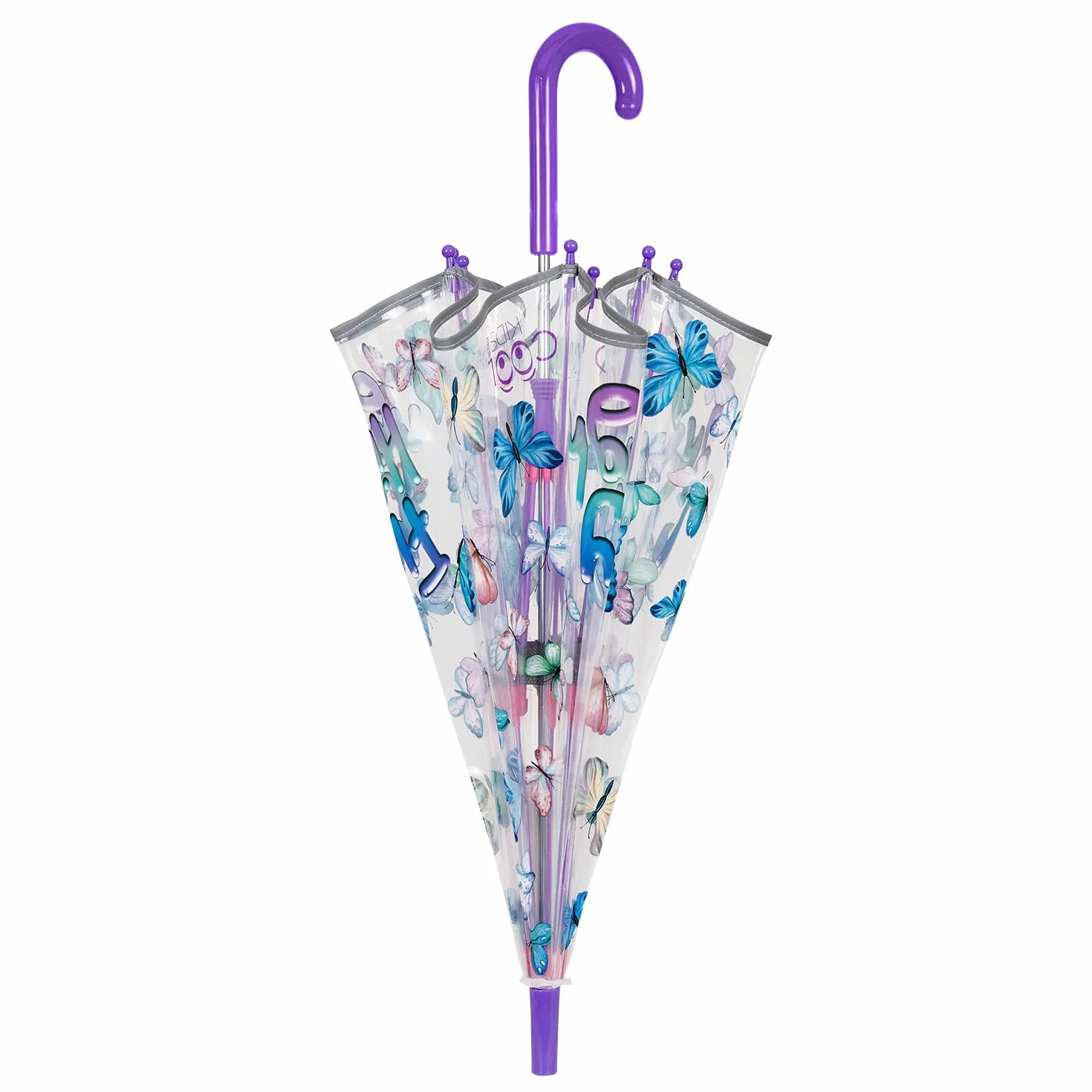 Parasol Mała Dziewczynka Przezroczysty z Syrena - Wiatroodporny z Odblaskowymi Detalami Materiału POE - Długi Parasol Kopułowy Manualny System Dzieci 3 4 5 Lat - Średnica 64 cm PERLETTI