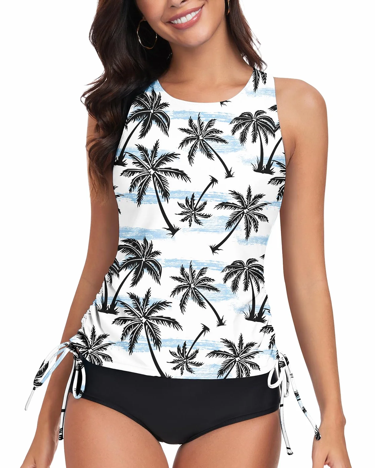 WOWENY Damska koszulka typu tankini, tank top, moda kąpielowa, crossback, pasek do pływania, top szybkoschnący, na lato, wyściełany strój kąpielowy