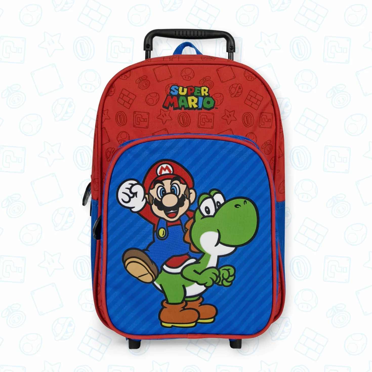 SUPER MARIO Plecak na Kółkach Dzieci 3 4 5 6 Lat - Mario Bros Tornister dla Małych Chłopców Mario Yoshi Lekki - Plecak z 2 Rolkami do Przedszkola Lekki z Regulowanymi Paskami na Ramię - 36x25x15 cm