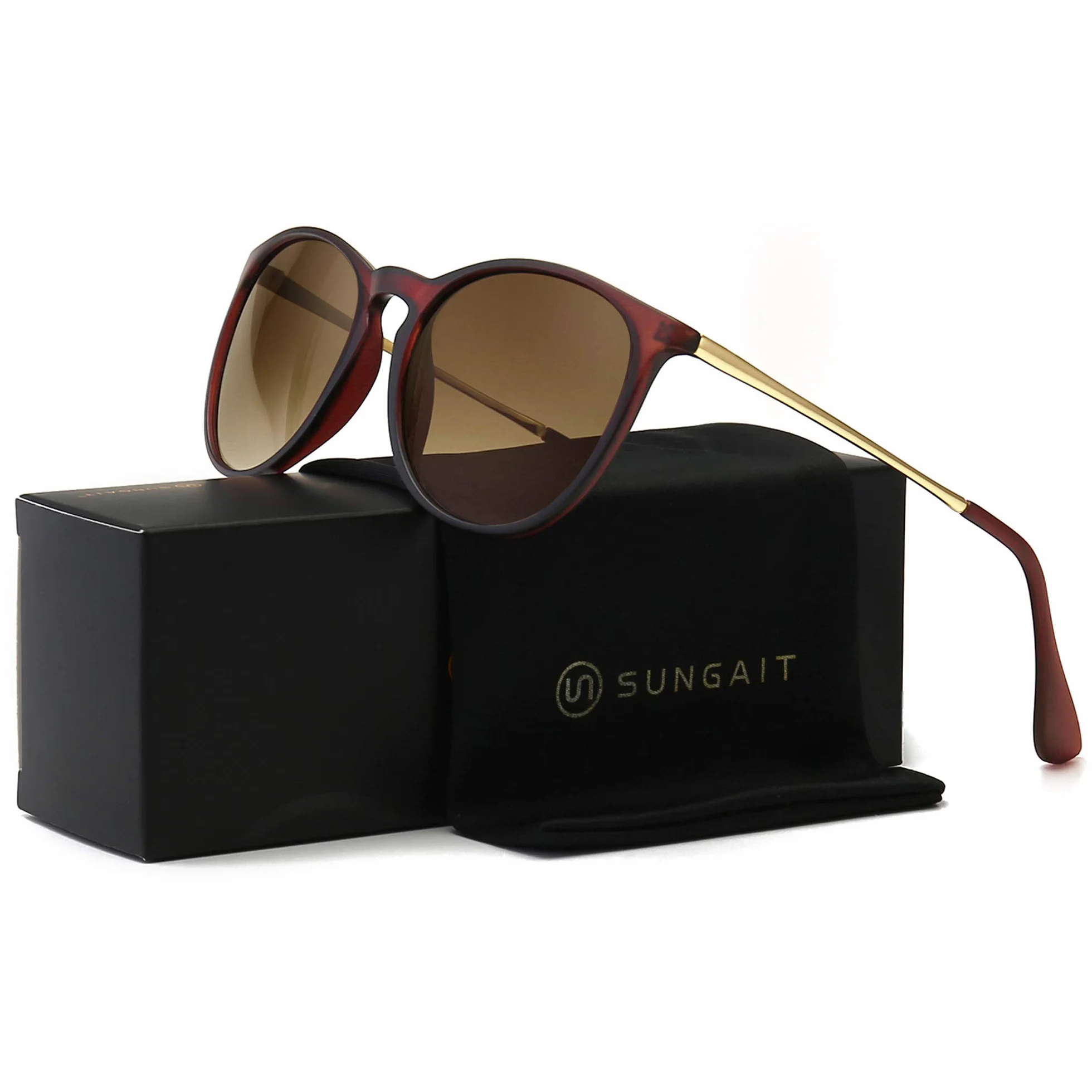 SUNGAIT Okulary przeciwsłoneczne w stylu vintage z zaokrąglonym kształtem dla mężczyzn i kobiet klasyczny styl retro