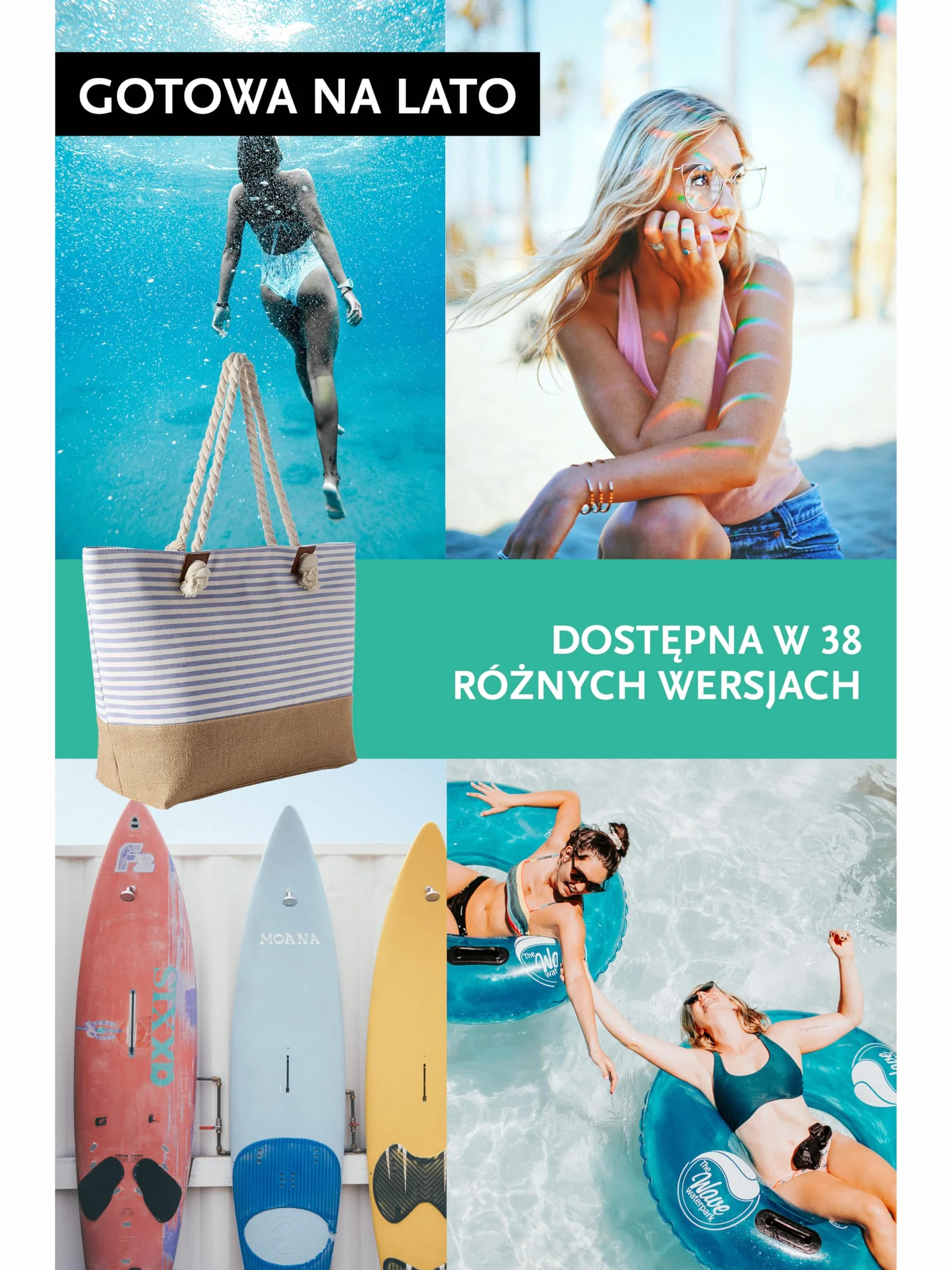 DonDon Duża torba plażowa z zamkiem błyskawicznym wodoodporna
