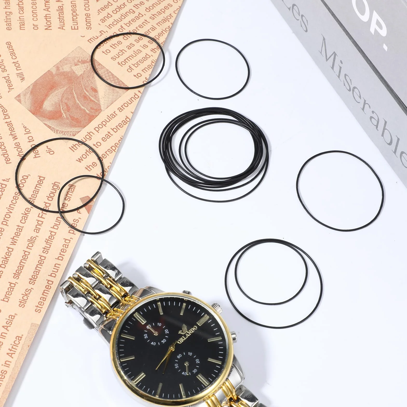80 sztuk uszczelek do zegarka, 0,5 / 0,6 / 0,7 / 0,8 mm, wodoszczelny tył zegarka, zestaw uszczelek gumowych, elastyczny pierścień uszczelniający z gumy do naprawy zegarków, akcesoria