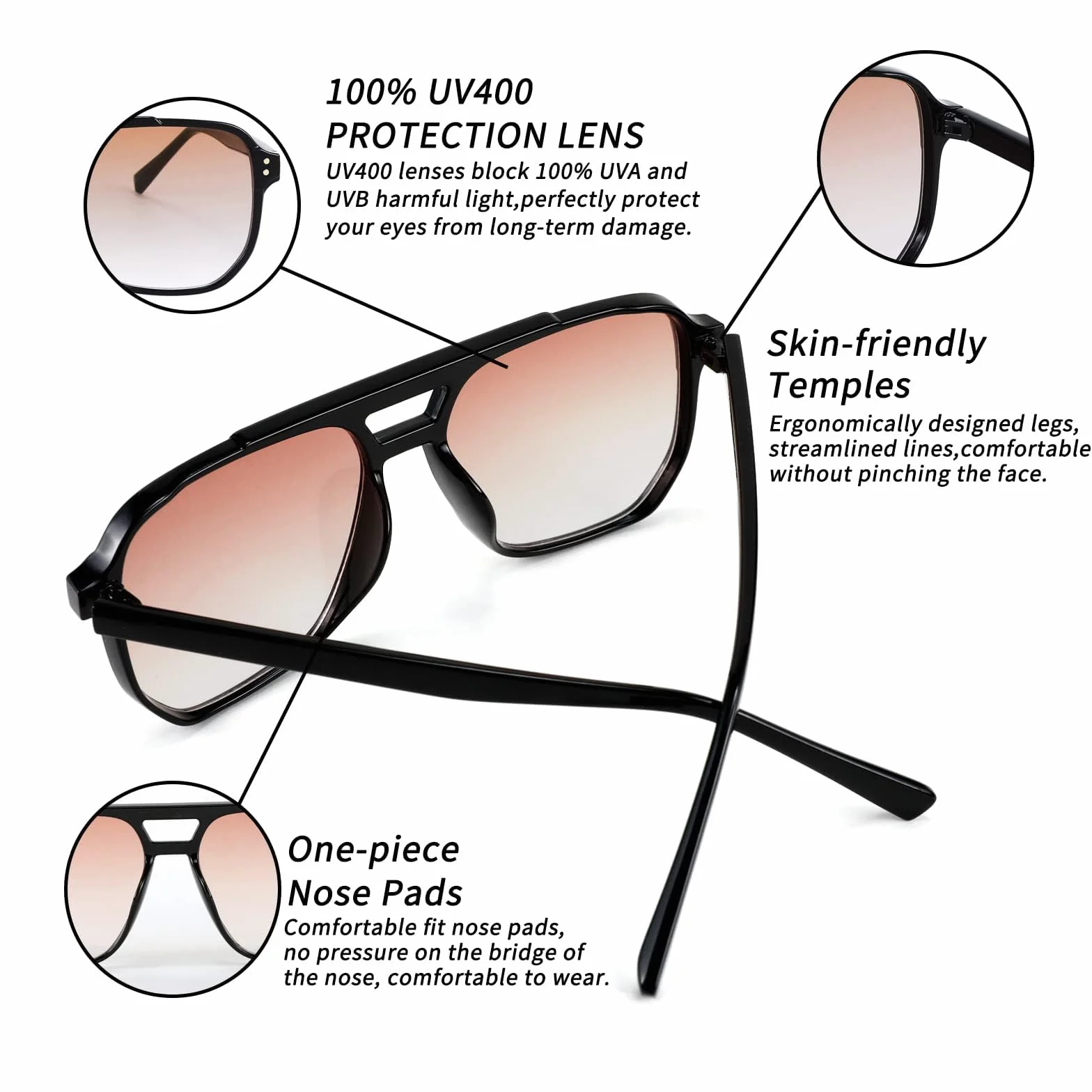 FEISEDY Retro Kwadratowe Okulary Przeciwsłoneczne Kobiety Mężczyźni 70s Vintage Modne Okulary Klasyczne z Podwójnym Mostkiem Ochrona UV400 B2835