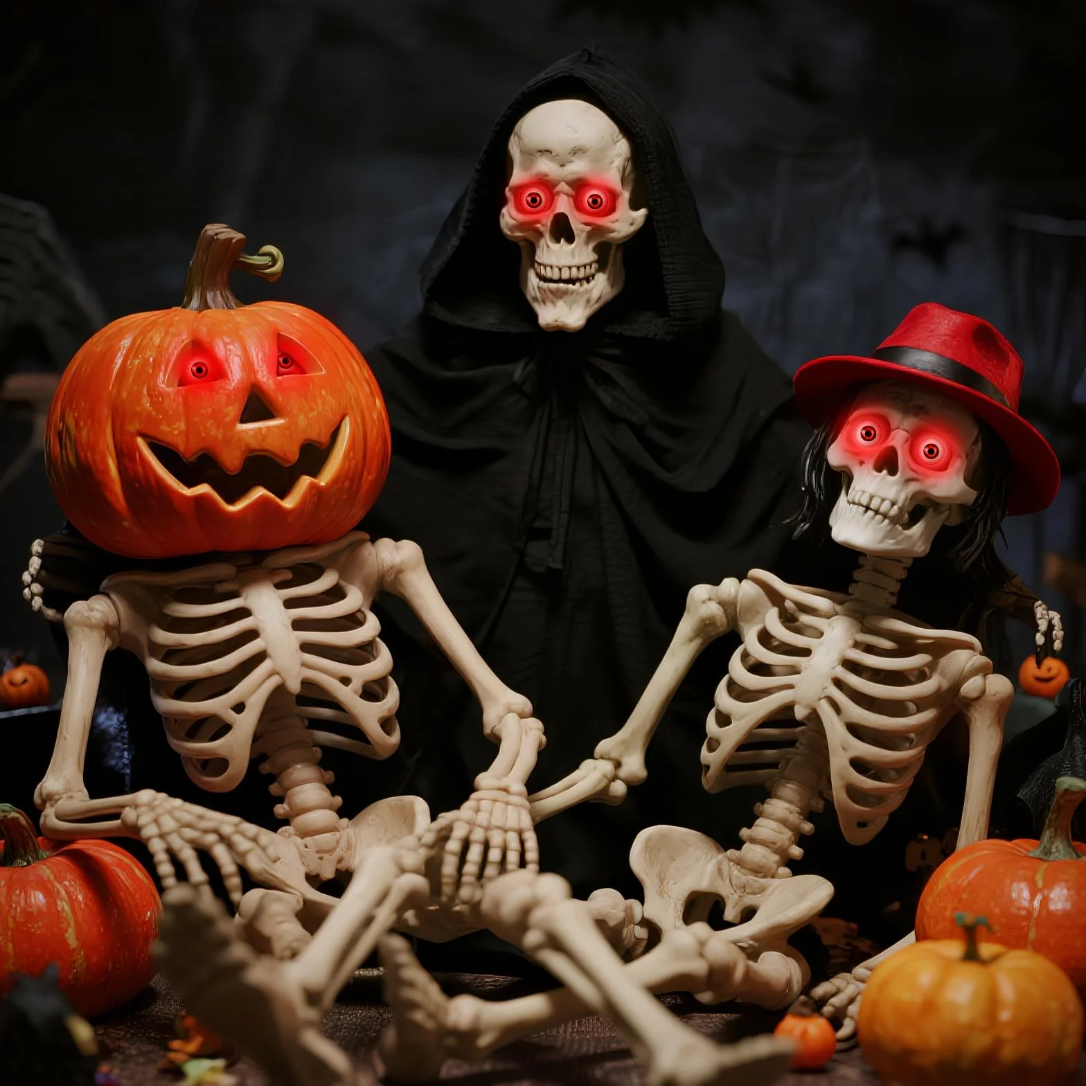 Świecące oczy LED na Halloween, dekoracje kostiumowe, maski Cosplay i czaszki (czerwone 2)