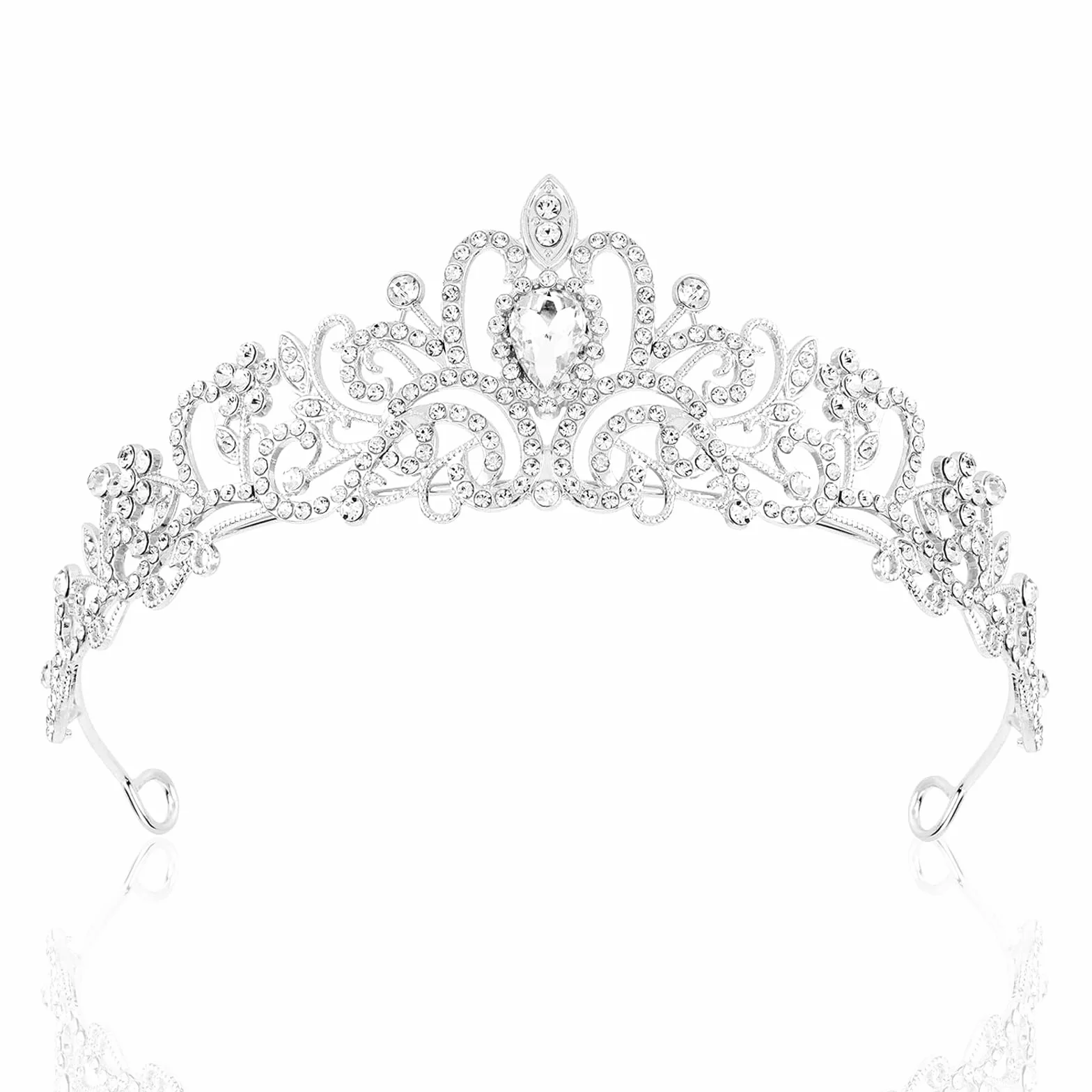 Rierousy Tiara ślubna korona damska korona dla panny młodej, kryształowa korona ze strasu, diadem ślubnym, na wesela, studniówkę, konkursy, imprezy księżniczki, przyjęcia urodzinowe itp