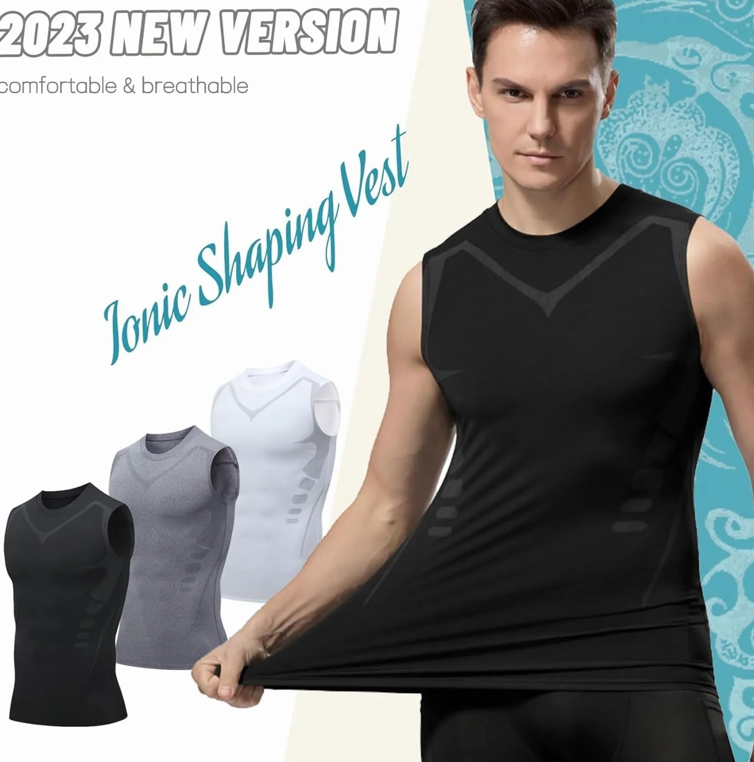 Maynox kamizelka, 2024 nowa wersja Ionic Shaping kamizelka bez rękawów, koszula kompresyjna męska, koszula Maynox Vitaboost