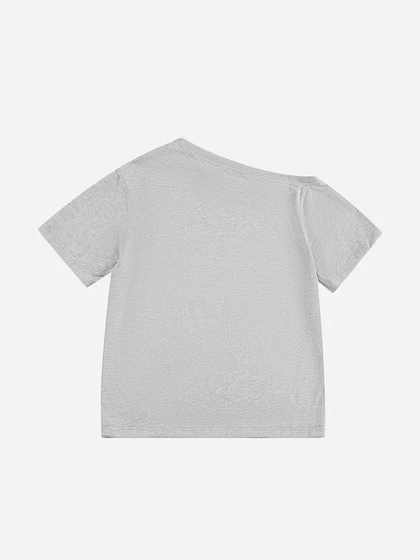 Aelfric Eden Dachshund Off Shoulder T-shirt damski z kreskówki pies t-shirt letnia górna część casualowa koszulka z krótkim rękawem basic okrągły dekolt top Y2K