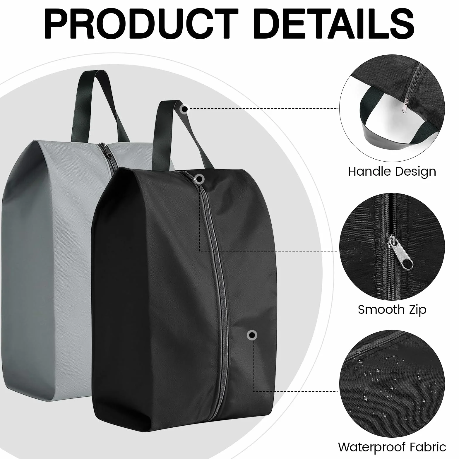 Zorplex 6 Worków na Buty do Podróży, Wodoszczelne i Pyłoszczelne z Zamkiem Błyskawicznym, Torby Podróżne i Przechowalnicze Unisex do Domu i Podróży