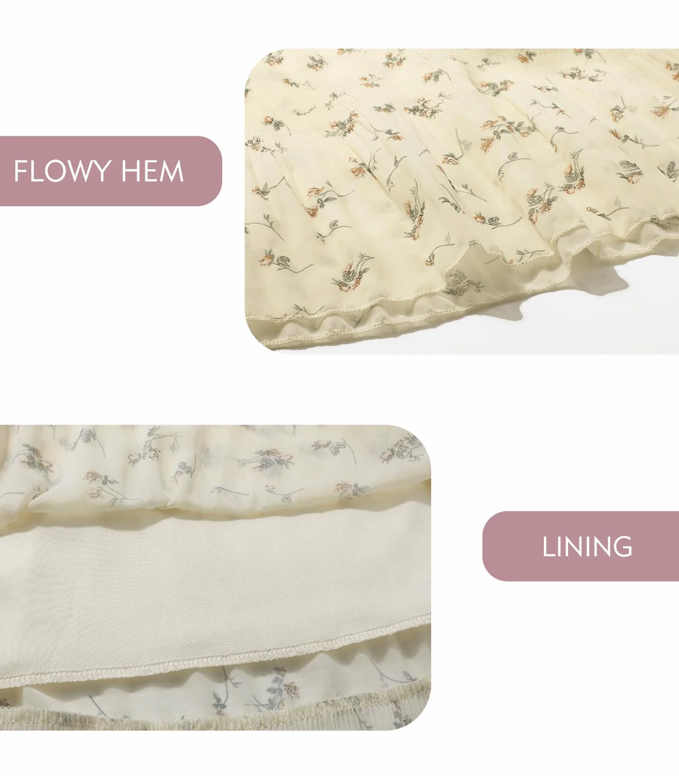 Genfien Damskie eleganckie spódnice z wysokim stanem z wysokim stanem szyfonowa spódnica z letnią podszewką boho