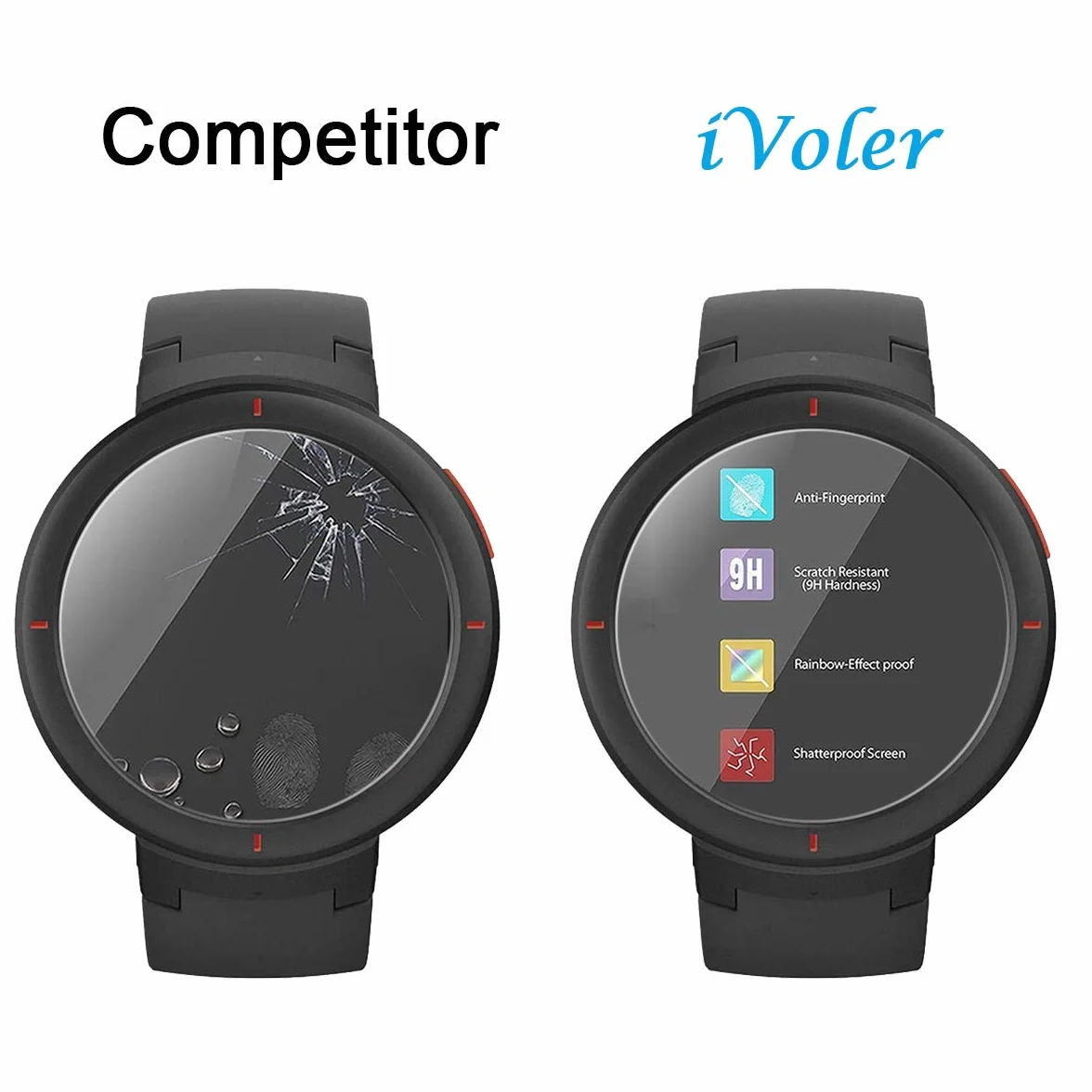 VGUARD 4-częściowa folia ochronna na ekran do zegarka Huawei Watch GT/GT Active/Garmin Swim 2/Garmin Forerunner 45 Plus/Amazfit Verge/Verge Lite/Amazfit T-Rex/TicWatch Pro/Fossil Gen 6 42 mm