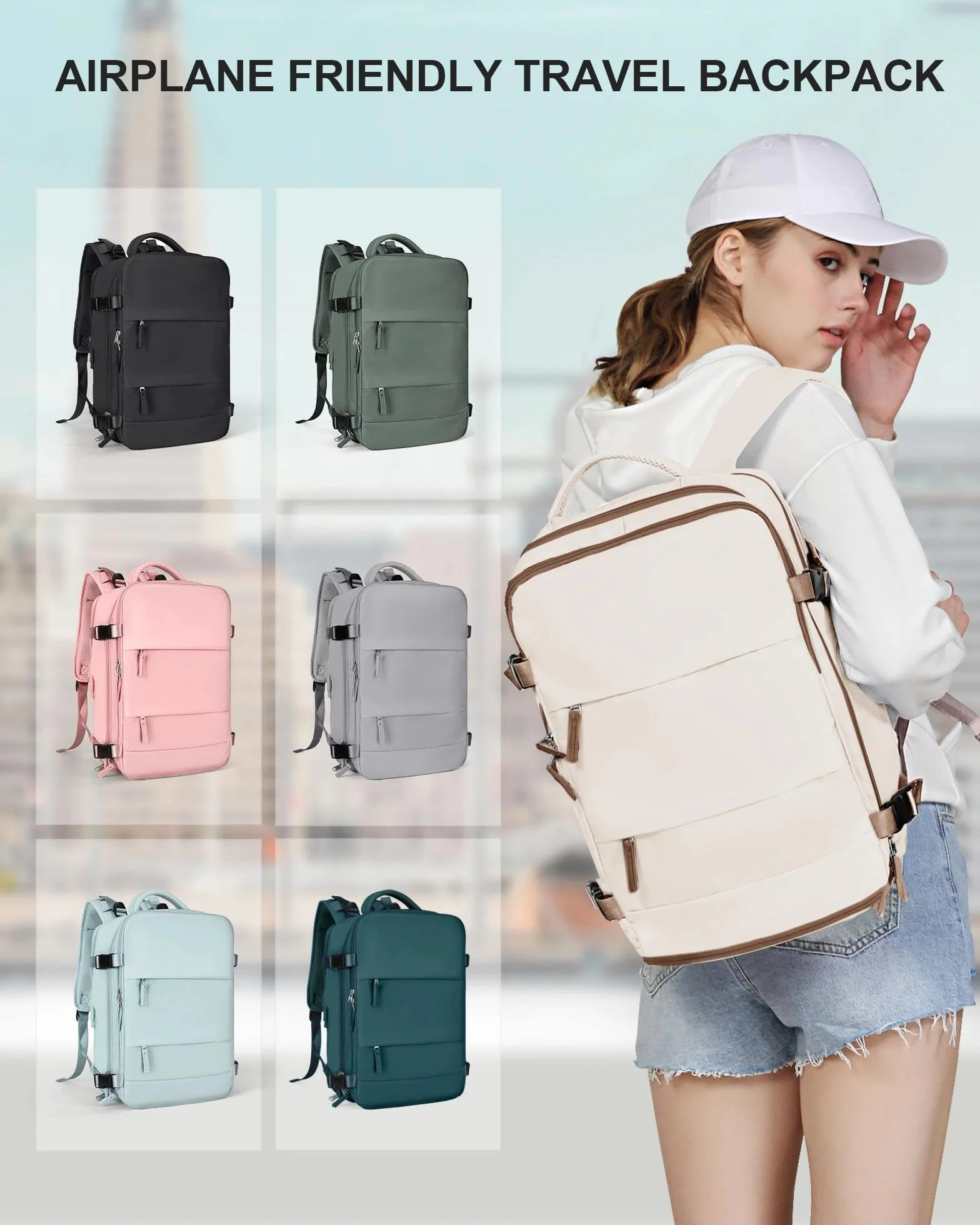 SZLX Torba Kabinowa Ryanair 40x20x25 na Bagaż Podręczny z Kieszenią na Laptopa Plecak Podróżny dla Kobiet Plecak Podróżny Easyjet Bag 45x36x20 Plecak Damski Miejski Wodoodporny Plecak Samolotowy
