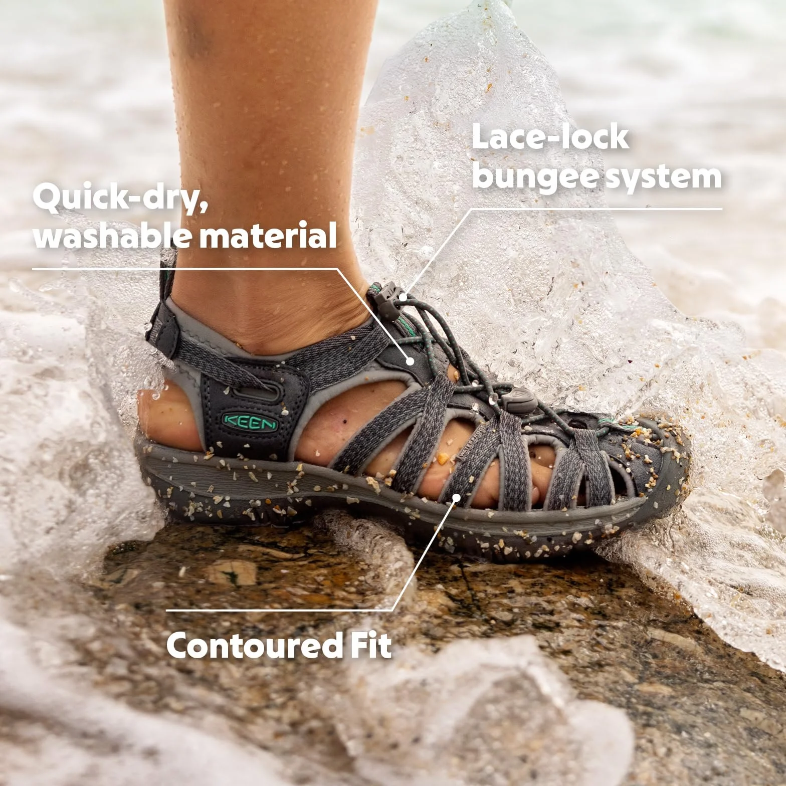 KEEN Damskie sandały Whisper, Lily Pad, 40 EU, Lily Pad, 40.5 EU
