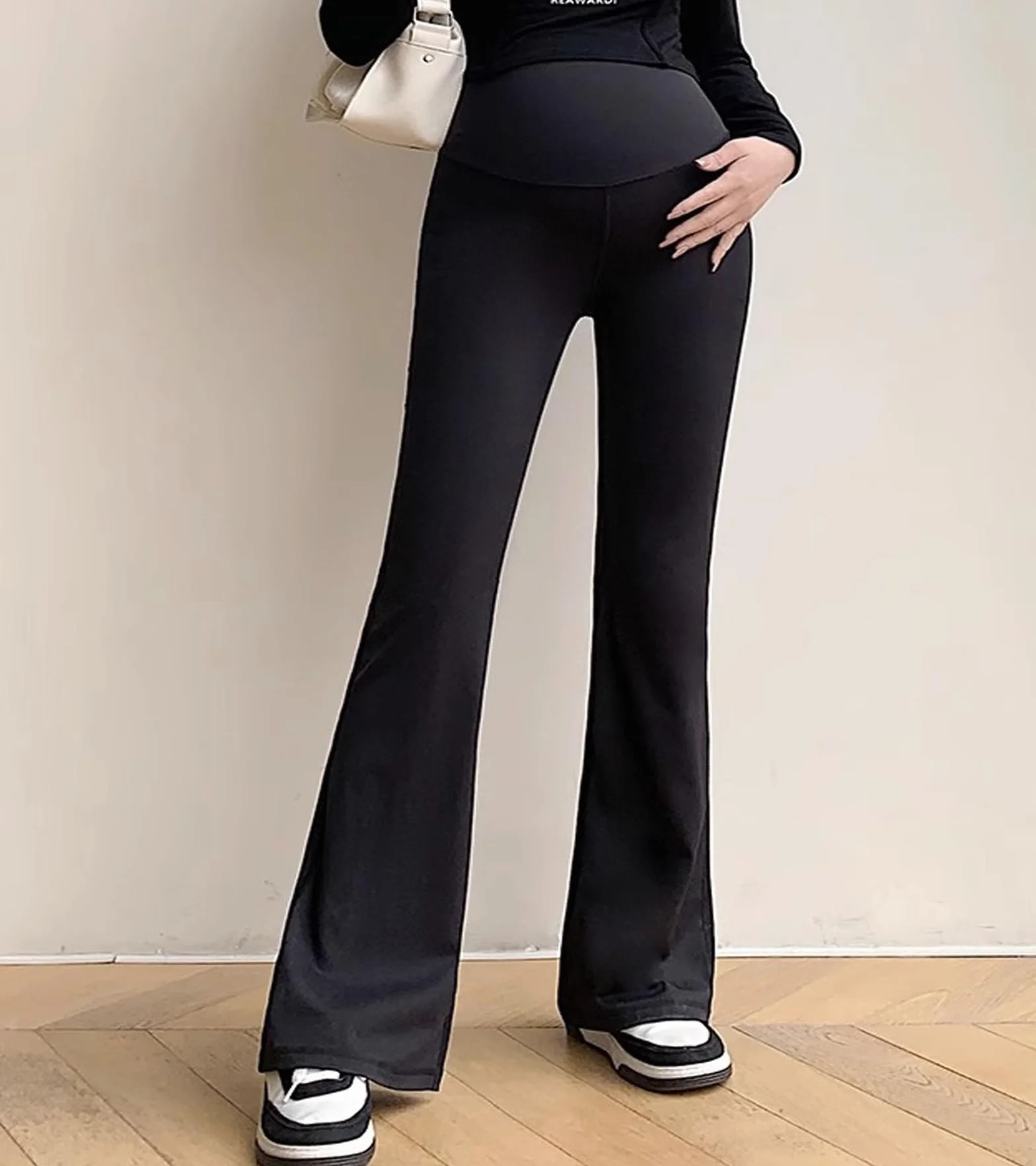 Damskie legginsy ciążowe, spodnie do jogi, rozciągliwe spodnie bootcut nad brzuchem, spodnie ciążowe do pracy, wypoczynku, spodnie sportowe
