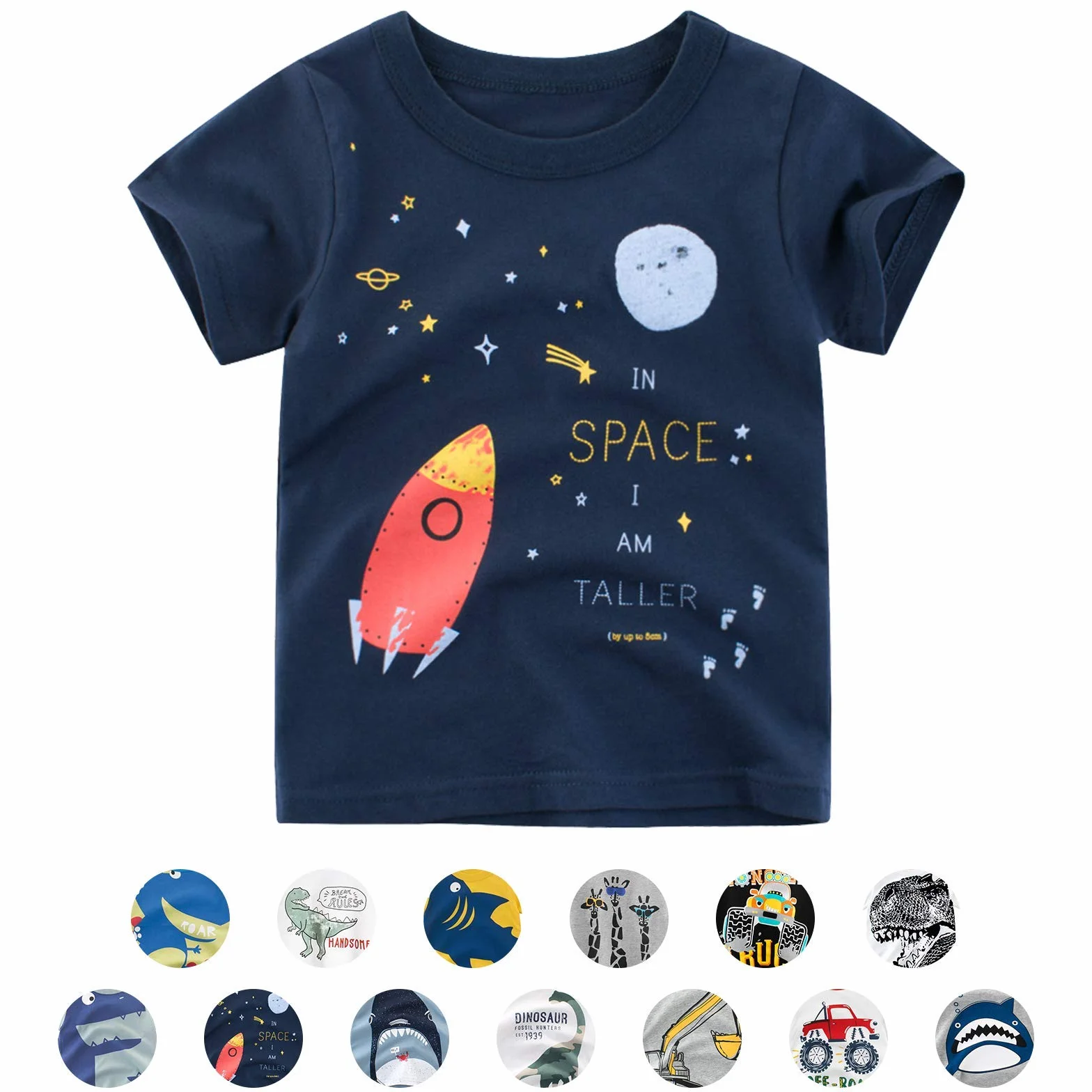 T-shirt dziecięcy, bawełniany, z uroczym wzorem zwierzęcym z kreskówek, uniseks, dla dzieci w wieku 1-7 lat