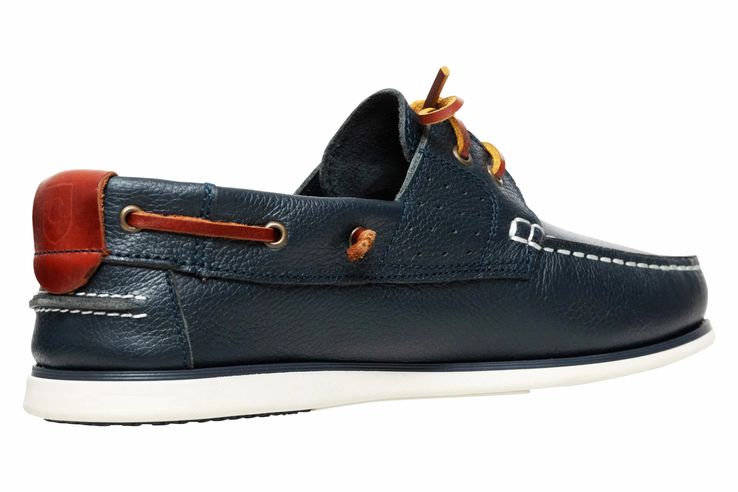 Buty żeglarskie męskie, z prawdziwej skóry, płaskie mokasyny ze skórzanym sznurowaniem, ciemnoniebieskie i brązowe, 2 Eye Boat Shoes