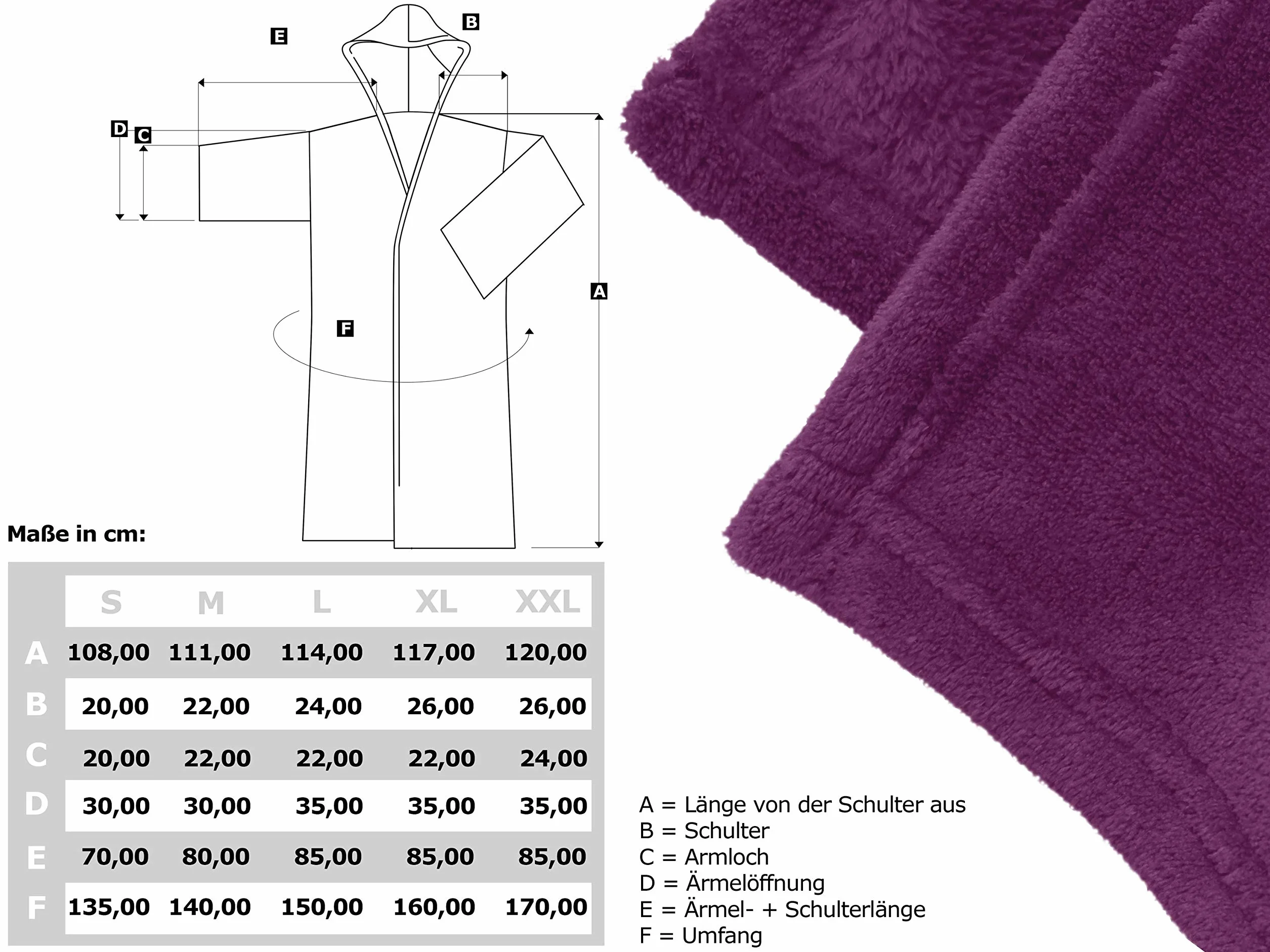 npluseins wyjątkowo miękki szlafrok z kapturem wykonany z przytulnego polaru - w nowoczesnych kolorach i różnych rozmiarach - unisex i do łydki