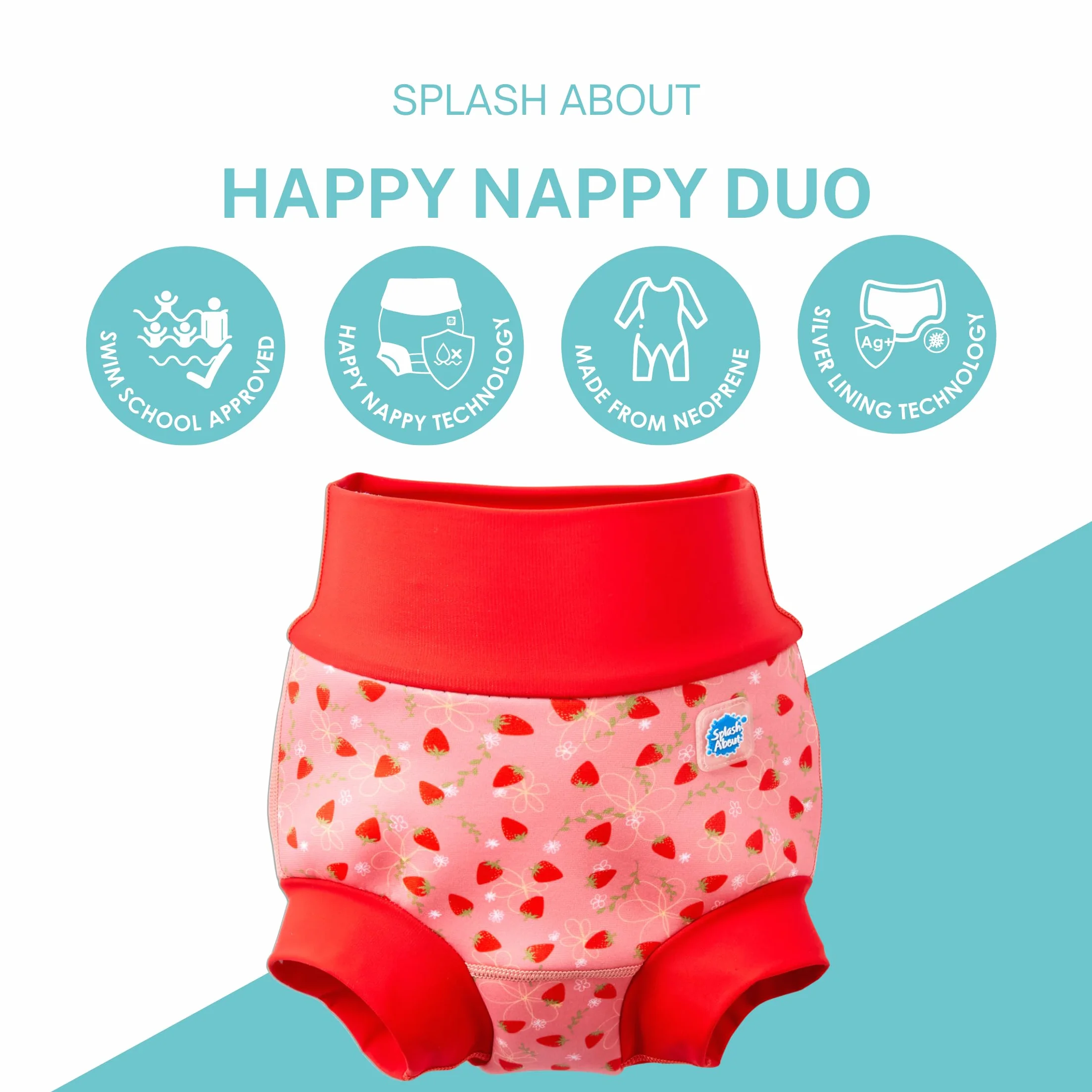 Splash About Happy Nappy Duo, pole truskawkowe, 6-12 miesięcy, Pole truskawkowe, 6-12 miesi?cy