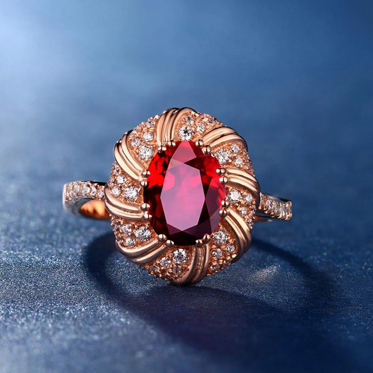 Beydodo Damski pierścionek 750 złoto prawdziwe diamenty kwiat z owalnym rubin 0,55/0,99/1,19 ct pierścionek zaręczynowy różowe złoto e 18 karatów (750) czerwone złoto, 65 cm (20,7 cala), colore: 1.19ct, cod. TLLWGZ3864