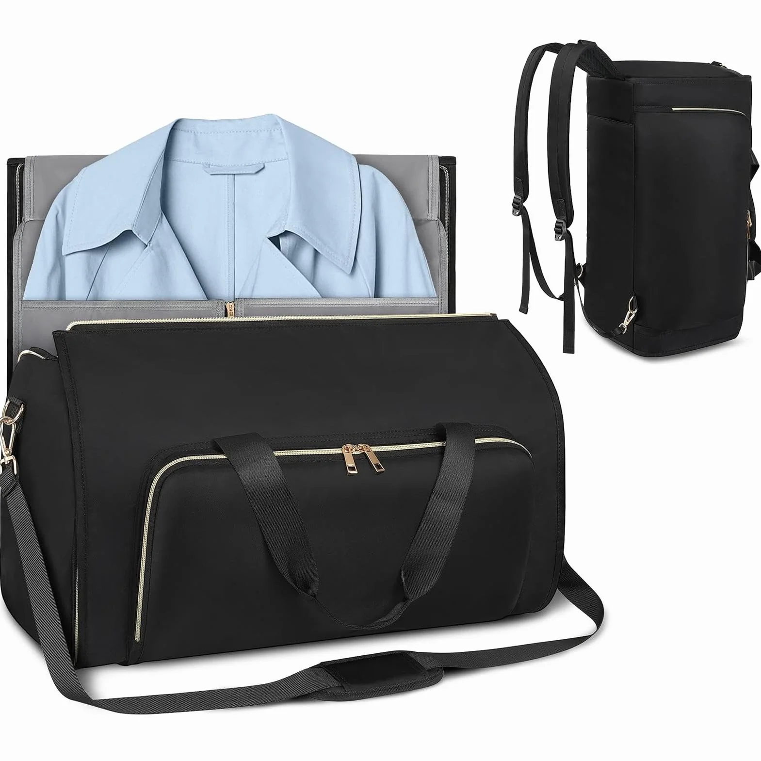 Torba transportowa Garment, 2 w 1, rozkładana torba podróżna, 20,98 x 12,99 x 12,01 cala składana z paskiem na ramię, na weekendowe wycieczki i organizację podróży, czarny, Se référer au descriptif,