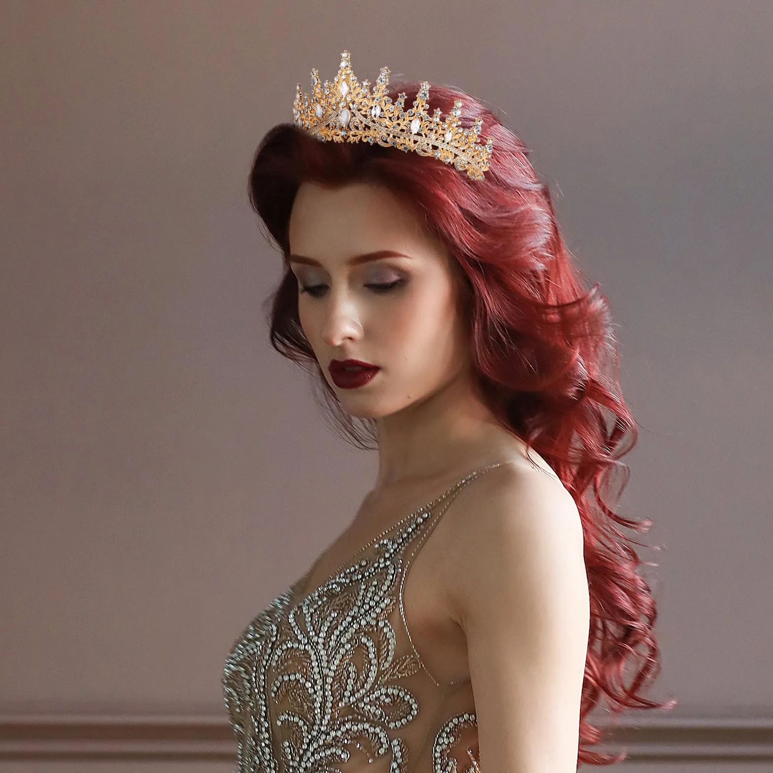 Sibba Tiara korona ślubna, diadem, korona ze strasu, kryształowa korona, dla panny młodej, księżniczki, korona, ozdoba do włosów, korona damska, nakrycie głowy na urodziny, imprezę, studniówkę