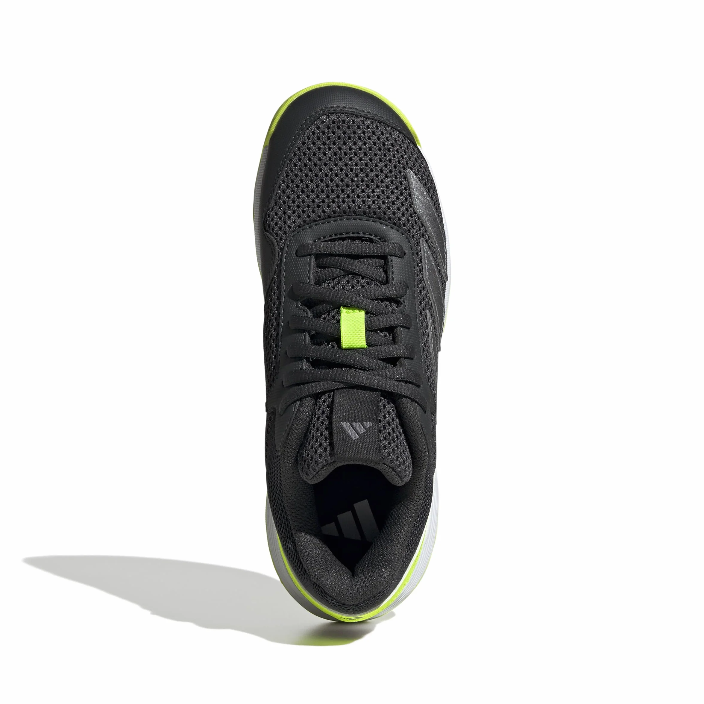 adidas Uniseks - dzieci Courtflash Kids Tennis Shoes, Carbon/Iron Metallic/Lucid Lemon, 34 EU