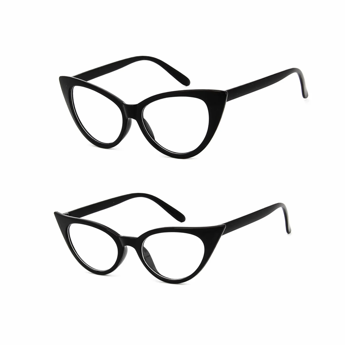 1 x duże okulary z kocim okiem, spersonalizowane damskie lusterko na imprezę, okulary karnawałowe retro, czarny
