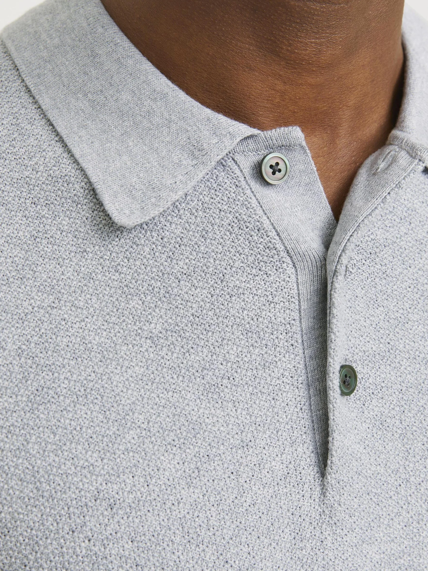 Jack & Jones JPRBLUSANDRI Knit Polo LS, jasnoszary melanżowy, S
