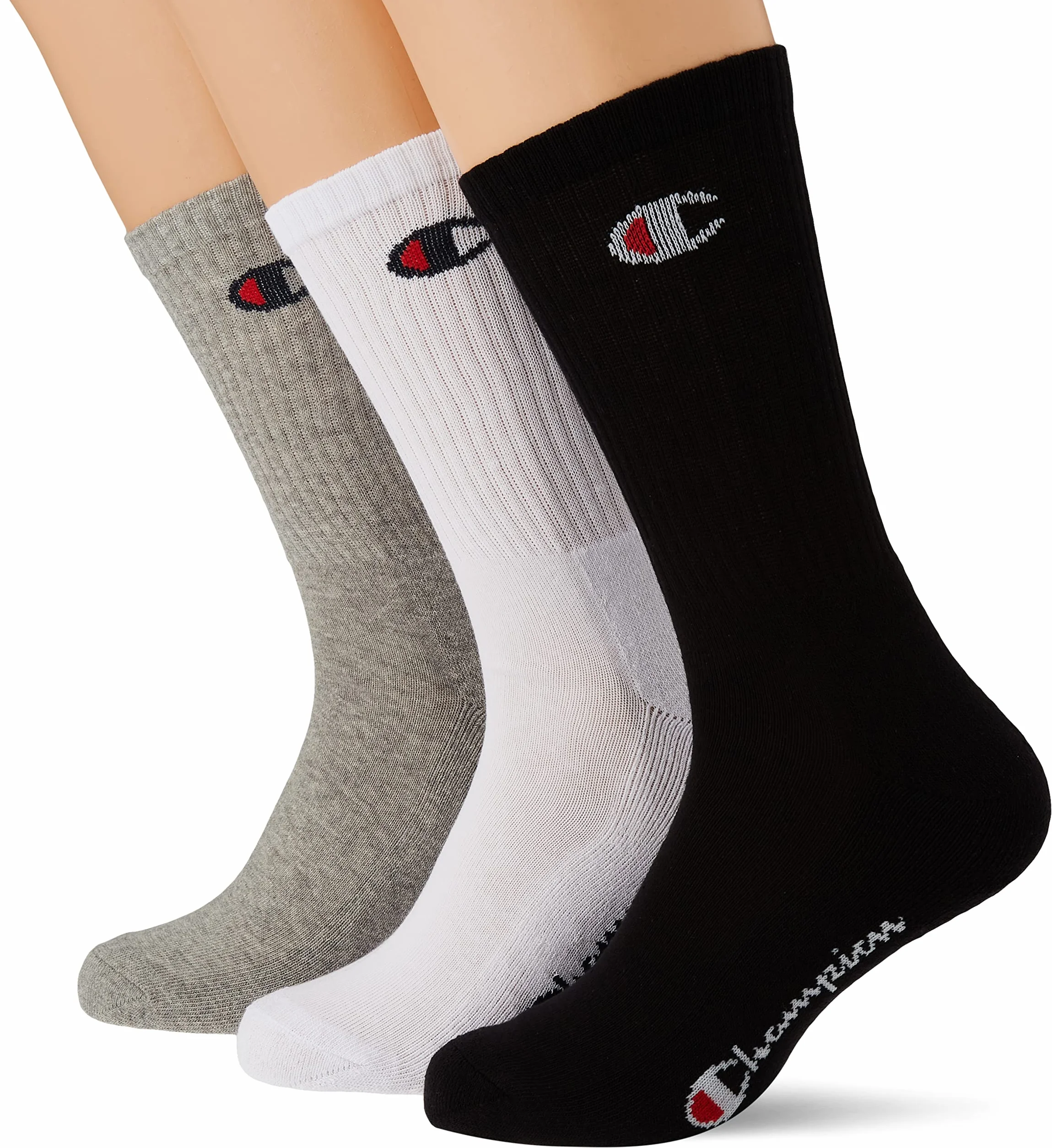 Champion Stopki unisex (3 sztuki), Jasnoszary melanż, biały, czarny, 39-42 EU