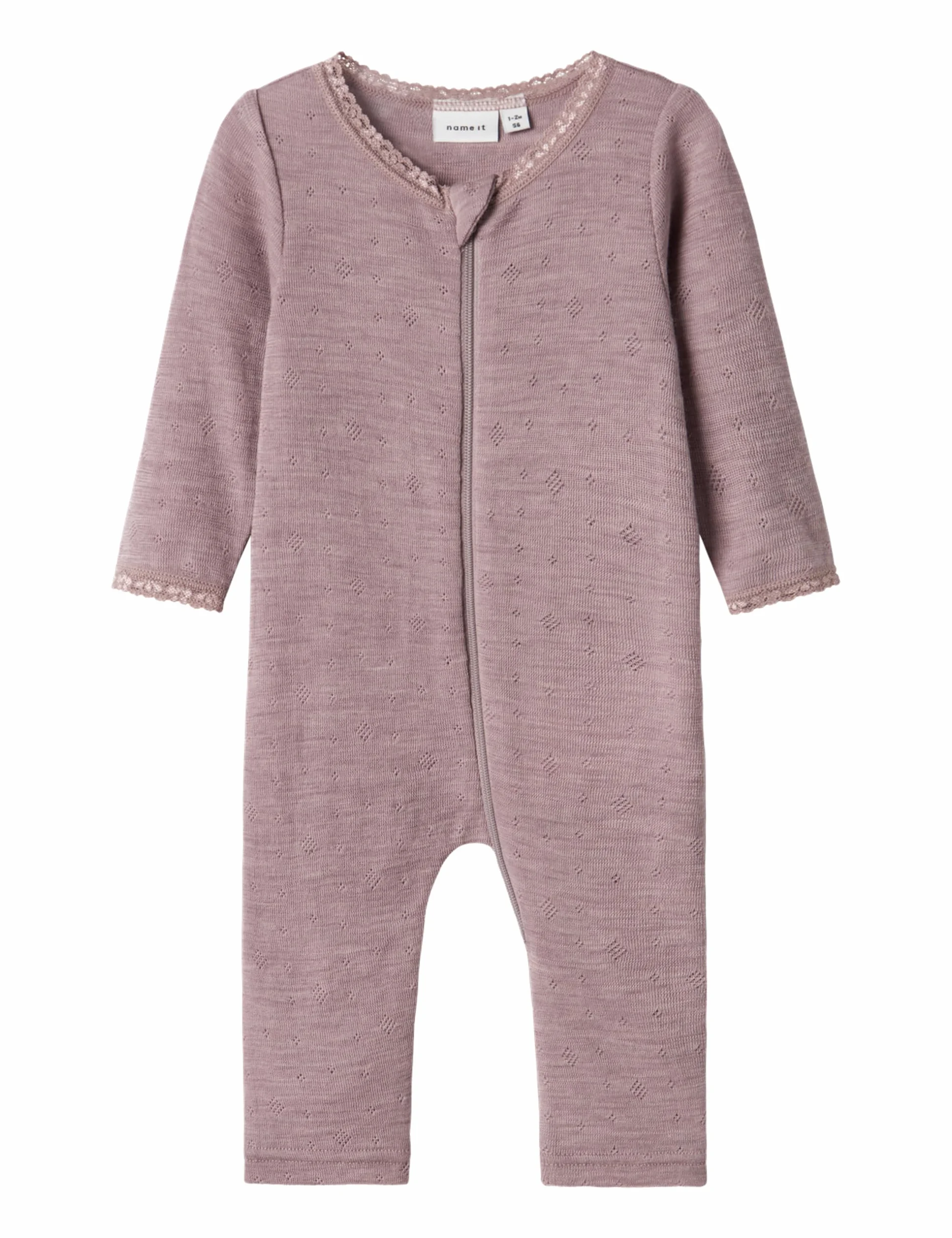 NAME IT Śpiochy Niemowlęta - dziewczynki Nbfwang Wool Needle Nightsuit Solid Noos