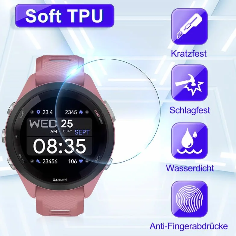 4 sztuki folii ochronnej do Garmin Forerunner 965 ochrona ekranu, 0,33 mm, łatwa instalacja ochrona do Garmin Forerunner 965, folia zapobiegająca pozostawianiu odcisków palców, HD TPU, miękka folia na