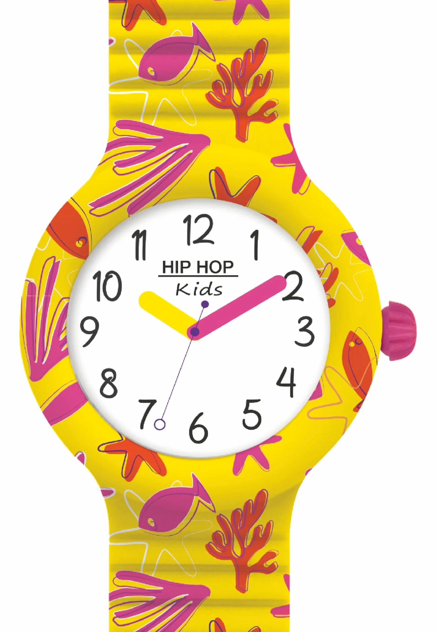 HIP HOP Zegarek dla dzieci FUN Dial MONO-KOLOR BIAŁY ruch TYLKO CZAS - 3H Kwarc i SILIKONOWY PASEK Z TKANINĄ WIELKOKOLOROWĄ HWU1157