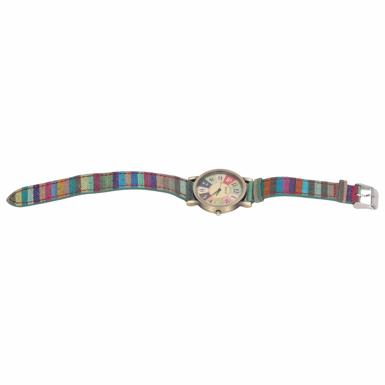 Yosoo Hippie Chic Zegarki, Boho damski zegarek z motywem tęczowym Multicolor Tęczy Łatwy do odczytu zegarek z dużymi liczbami Czech Zegarki z PU skórzany pasek dla
