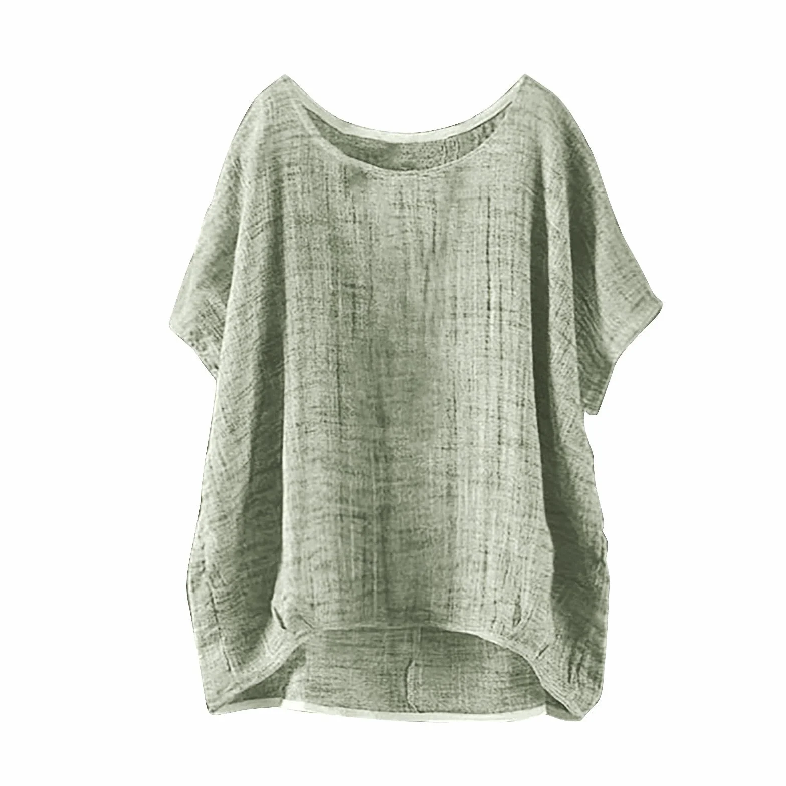 Letnie topy dla kobiet - bawełniane lniane koszule z krótkim rękawem na co dzień wakacyjna bluzka plażowa damska miękka workowata luźna gładka koszulka plus size moda lekka oddychająca odzież