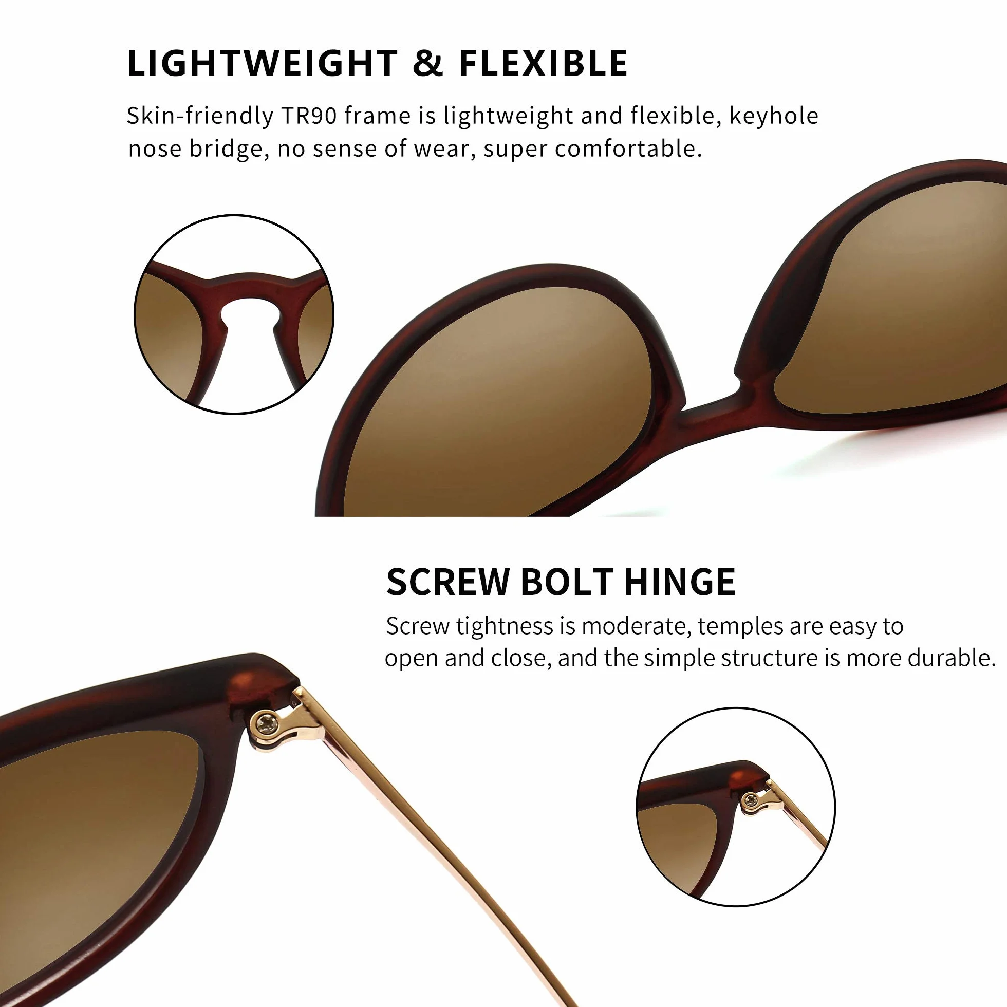 SUNGAIT Okulary przeciwsłoneczne w stylu vintage z zaokrąglonym kształtem dla mężczyzn i kobiet klasyczny styl retro