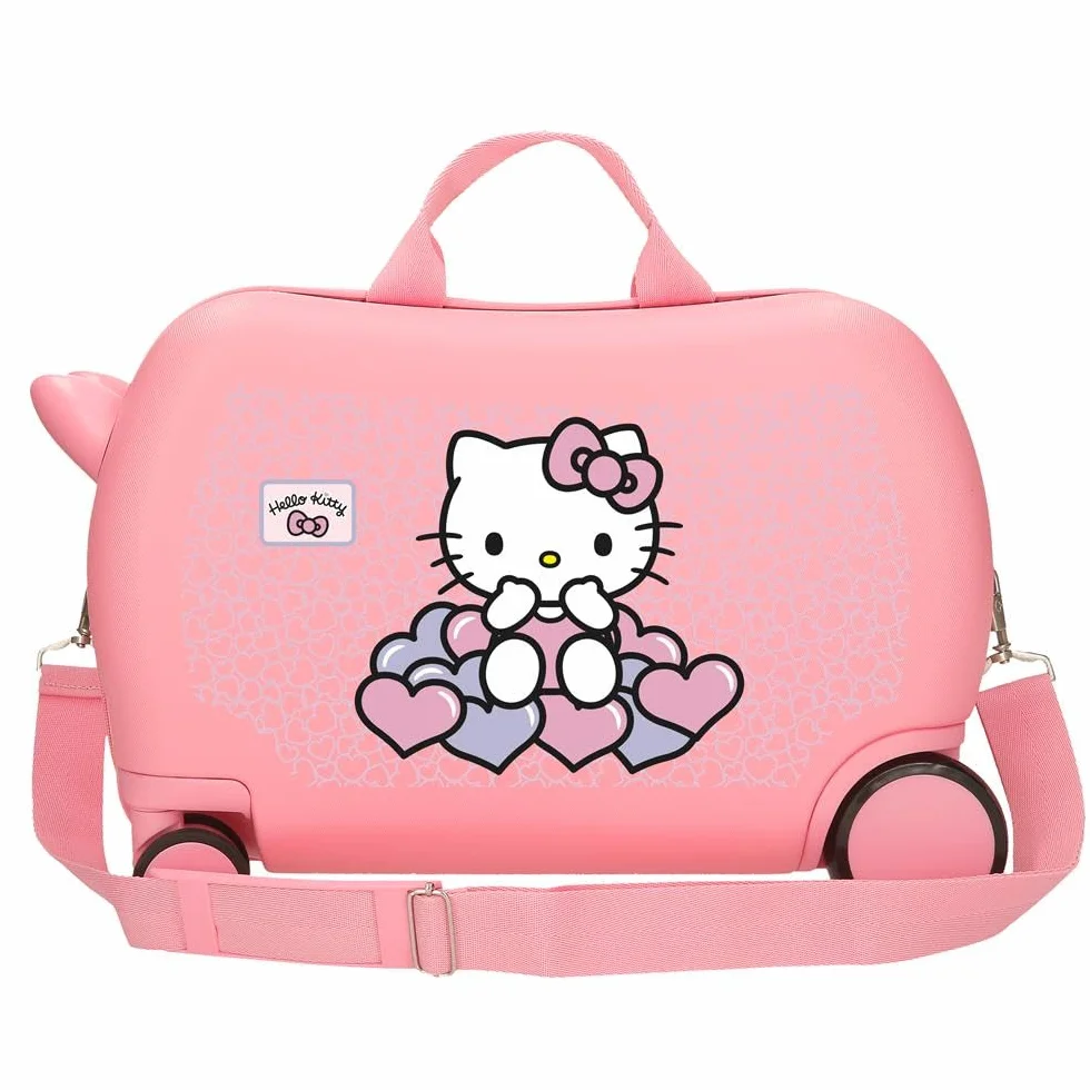 Hello Kitty Hearts & Dots, Walizka dziecięca, Różowa, Wykonane z ABS, Cztery Podwójne koła wielokierunkowe skręcanie, boczne zamknięcie szyfrowe, wnętrze z dwoma przegrodami., Różowy kolor, 31 cm x 45