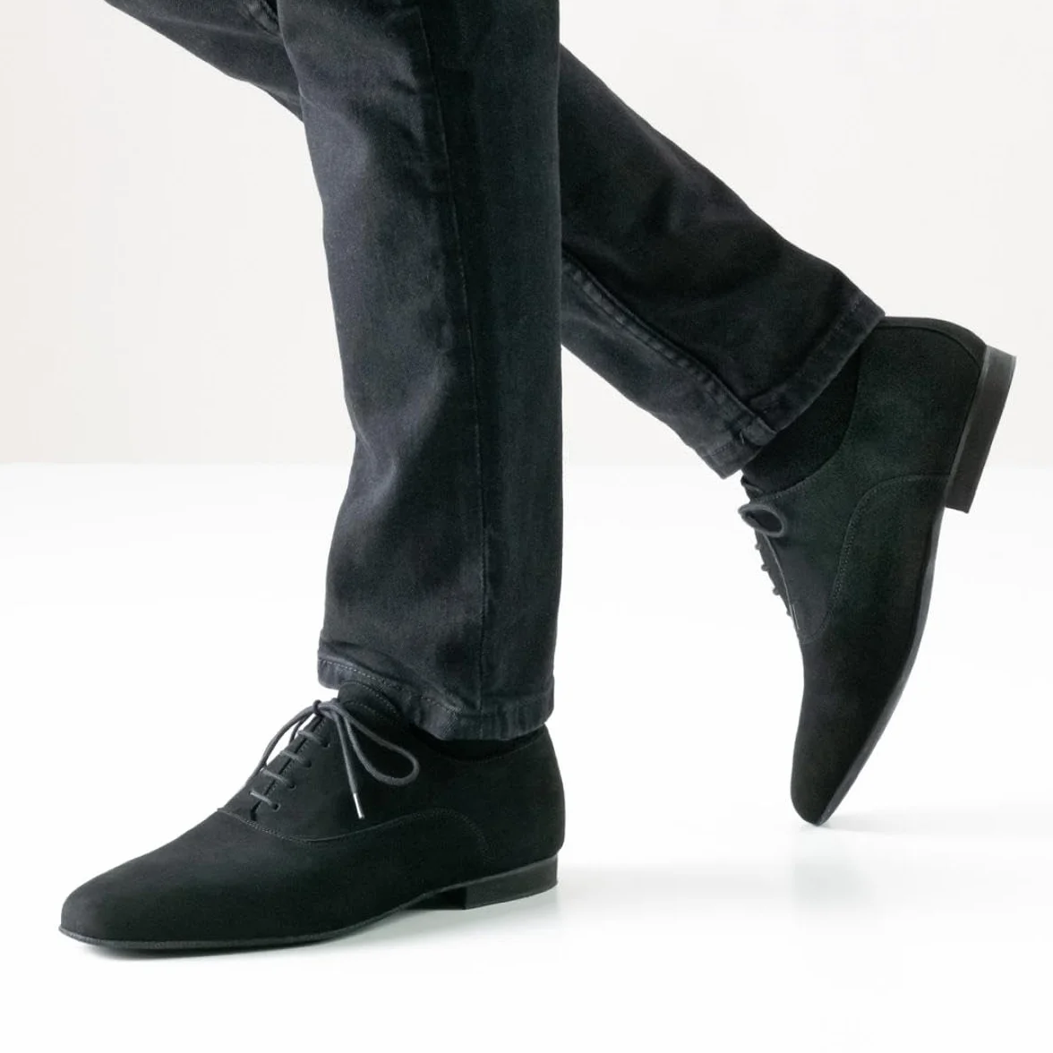 Werner Kern - męskie buty do tańca 28044 - skóra welurowa czarna - Super Flex Comfort, czarny - czarny - 44 EU