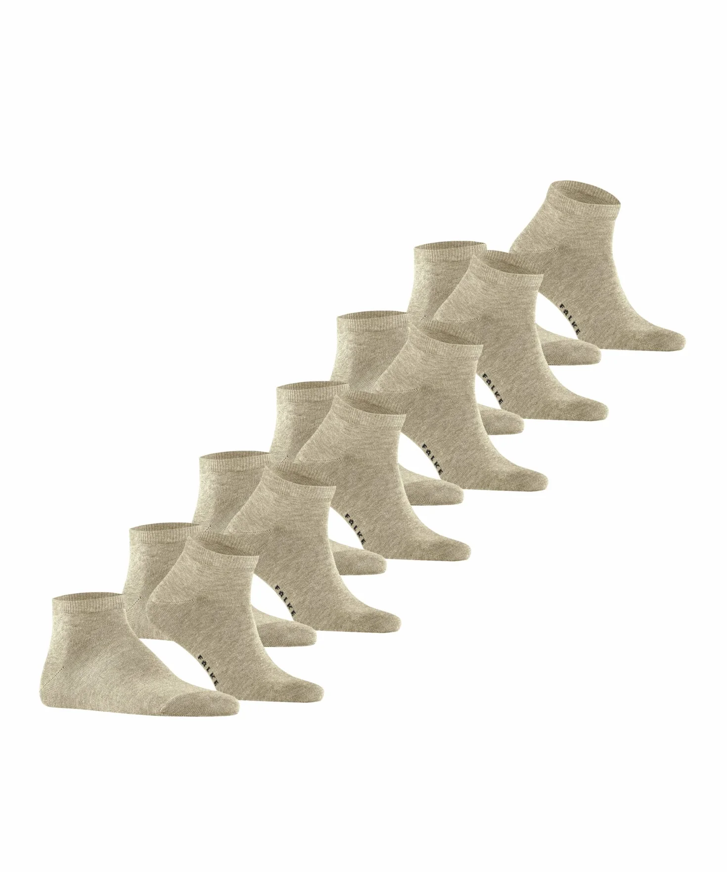 FALKE Mężczyźni Skarpety do trampek Happy Multipack M Sn Bawełna krótkie jednokolorowe 6 Pak, Beżowy Sand Melange 4650, 43-46