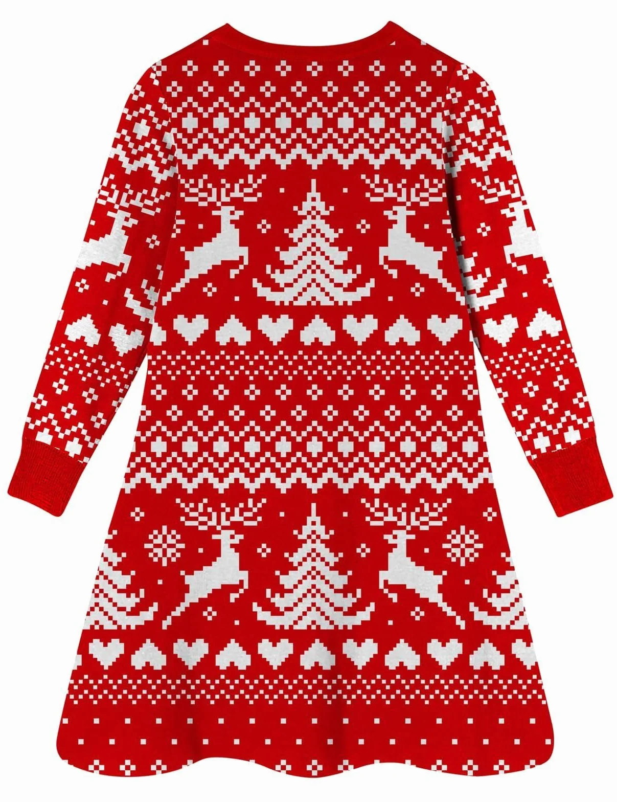 AIDEAONE Świąteczna sukienka z dzianiny dla dziewczynek X-Mas czerwona sukienka sweter sukienka