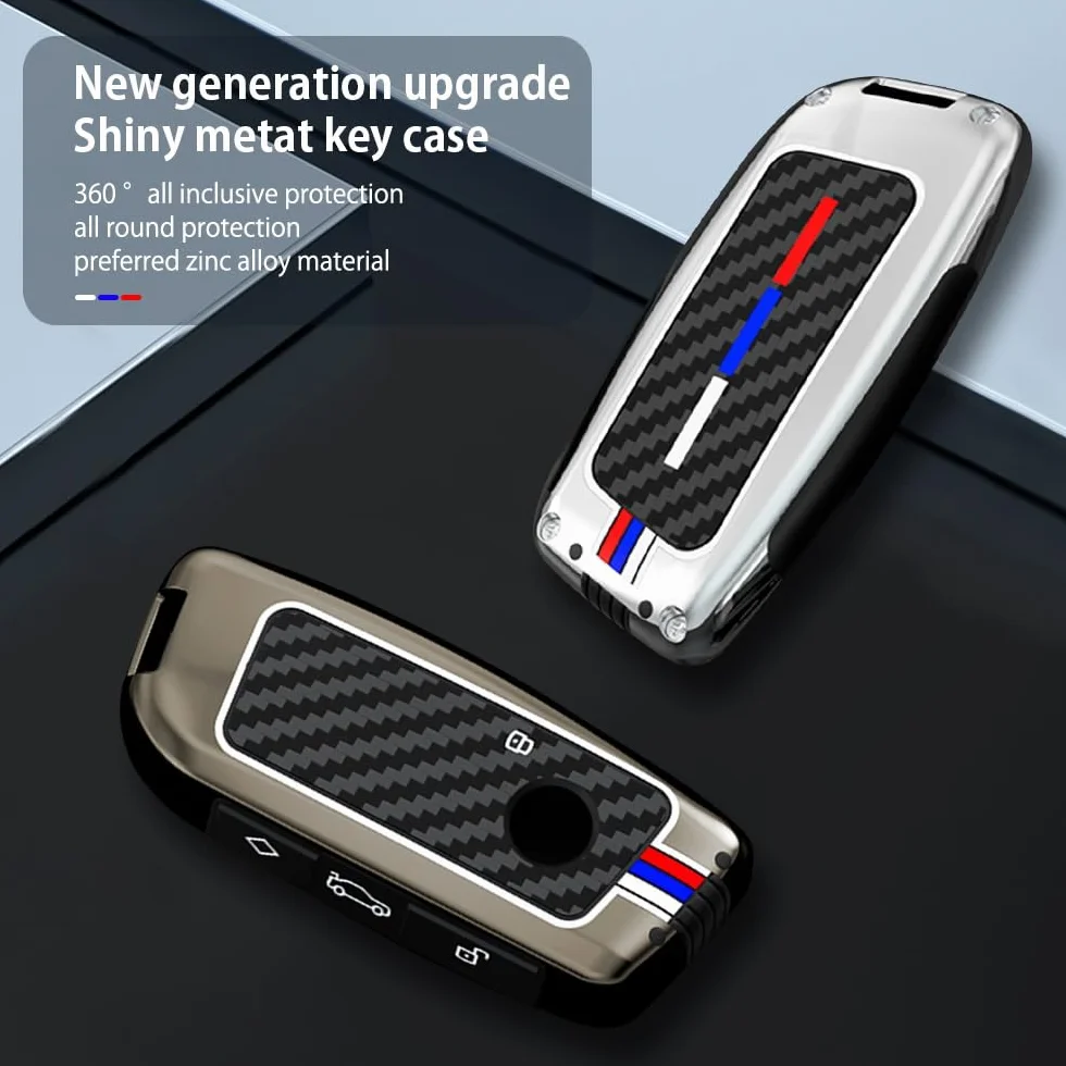 ontto Pasuje do BMW etui na kluczyki samochodowe BMW serii 2 U06 3 G81 M3 5 G60 7 G07 X1 U11 X5 F95 IX1 i4 2023-2025, metalowa osłona na klucze, etui ochronne, 4 przyciski