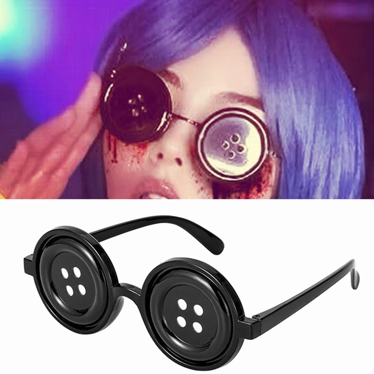 XHBTS guzik oczy okulary koralina Halloween kostium rzeczy akcesoria cosplay