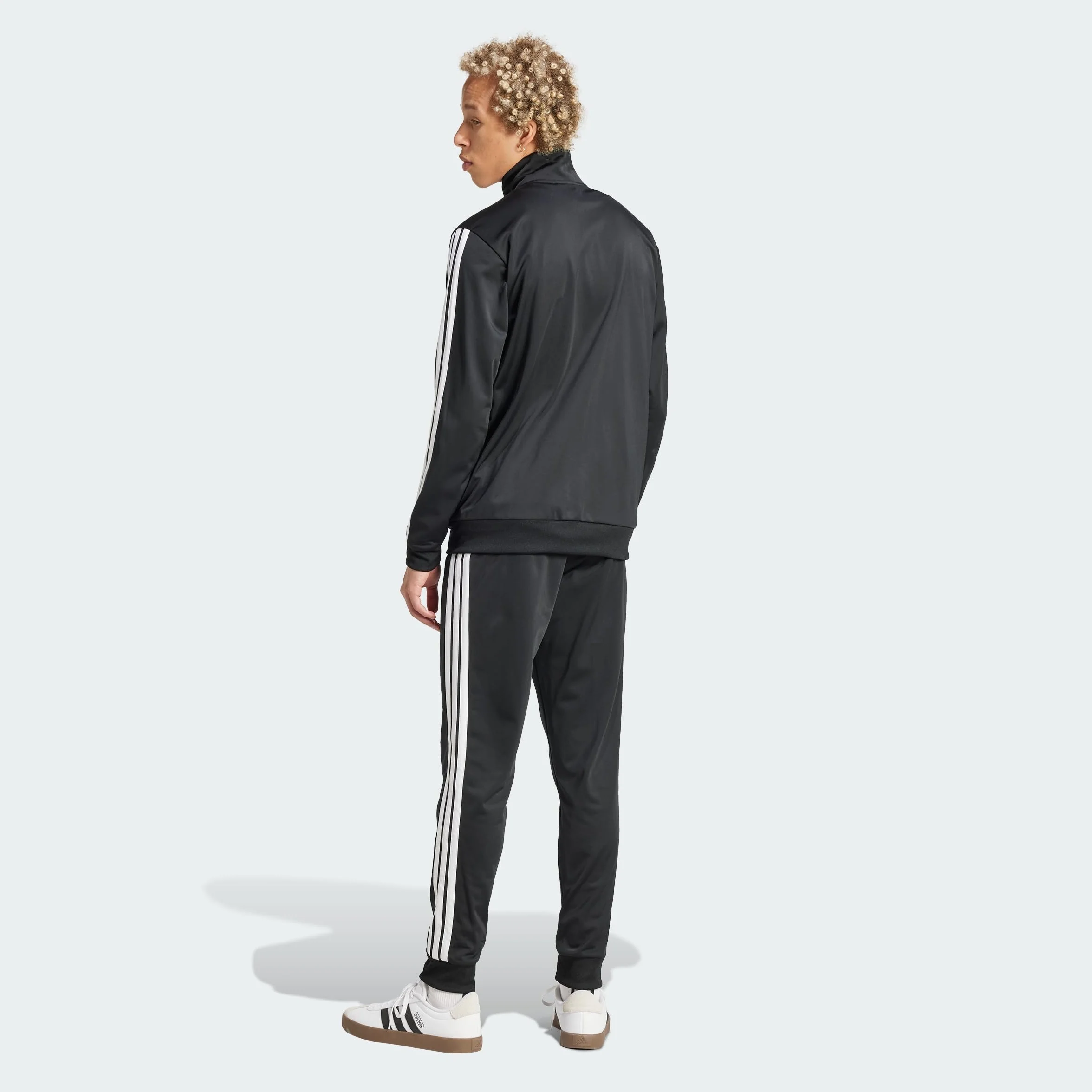 adidas Mężczyźni SPORTSWEAR BASIC 3 STRIPES TRICOT TRACKSUIT, Black, XL Short
