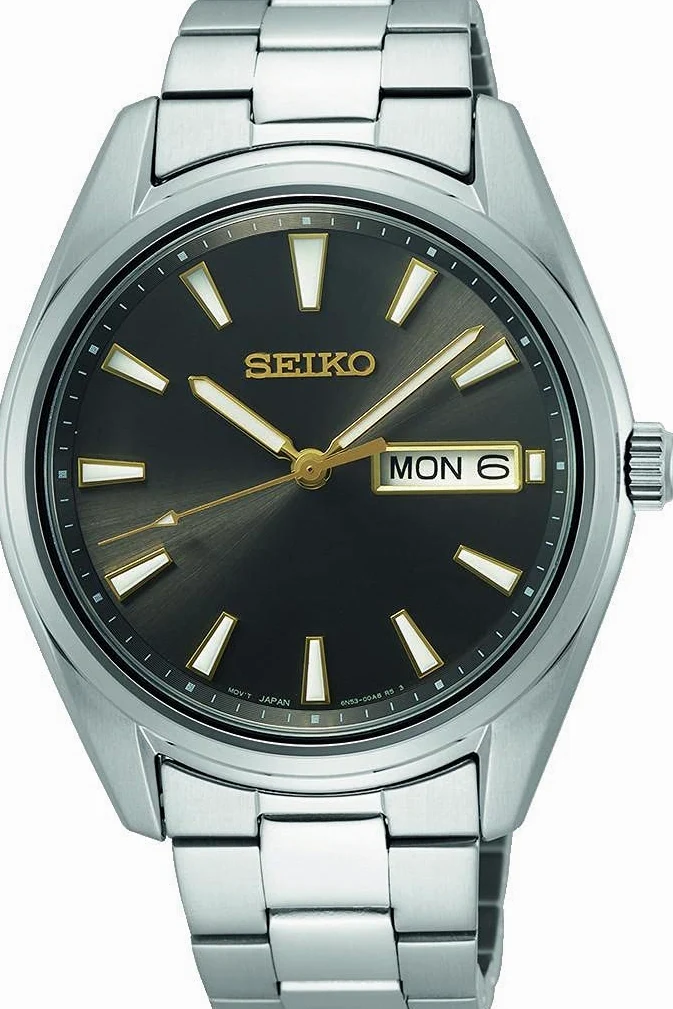 Seiko Zegarek męski kwarcowy stal szlachetna z paskiem ze stali szlachetnej SUR343P1, srebro, Rozmiar uniwersalny, bransoletka