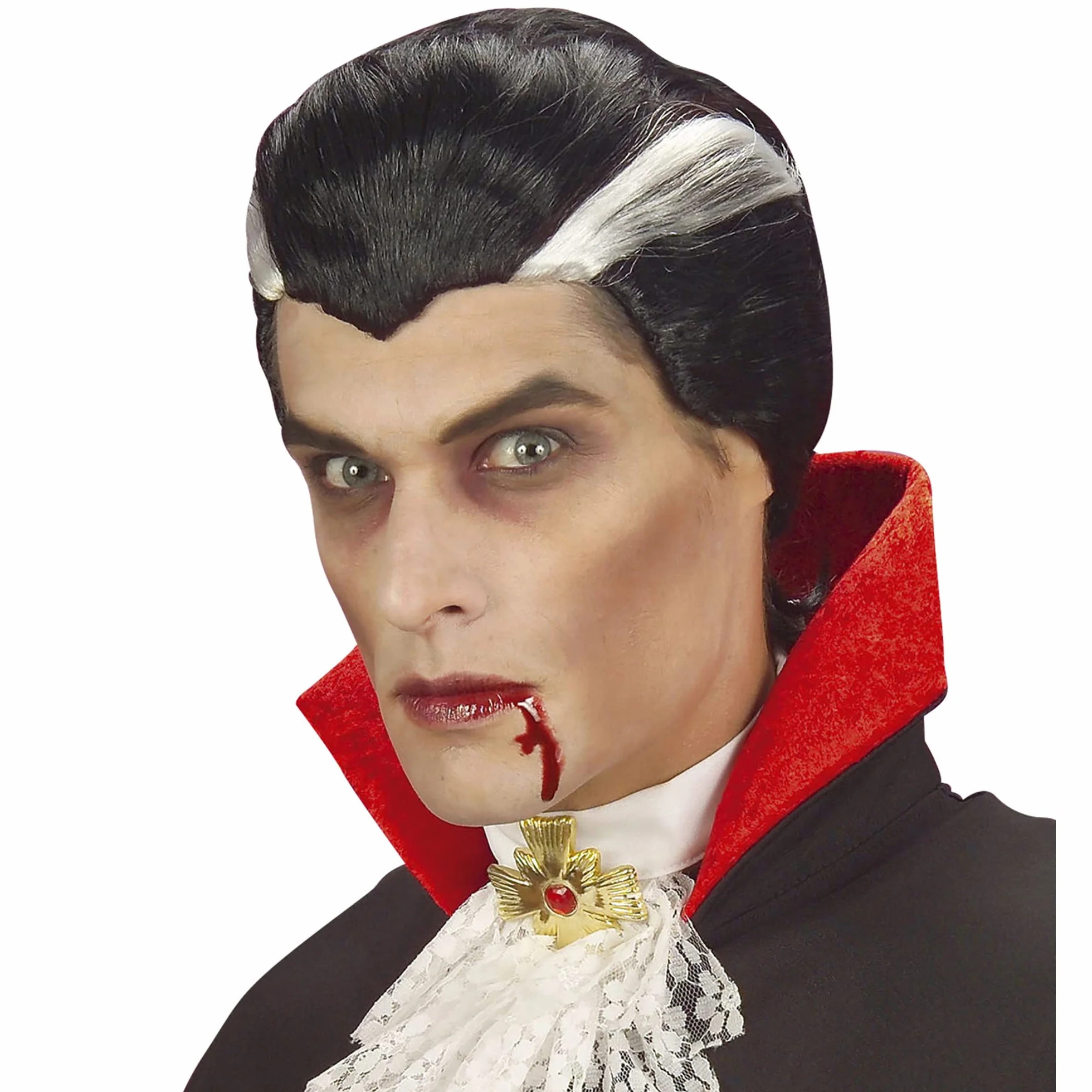 Widmann 6344D - peruka Dracula, szaro-czarna, peruka z krótkimi włosami, impreza tematyczna, karnawał