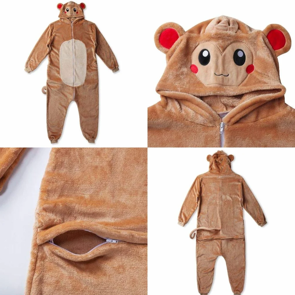 corimori 1852 (10+ wzorów) jednoczęściowy kombinezon zimowy z kapturem Kigurumi dorośli