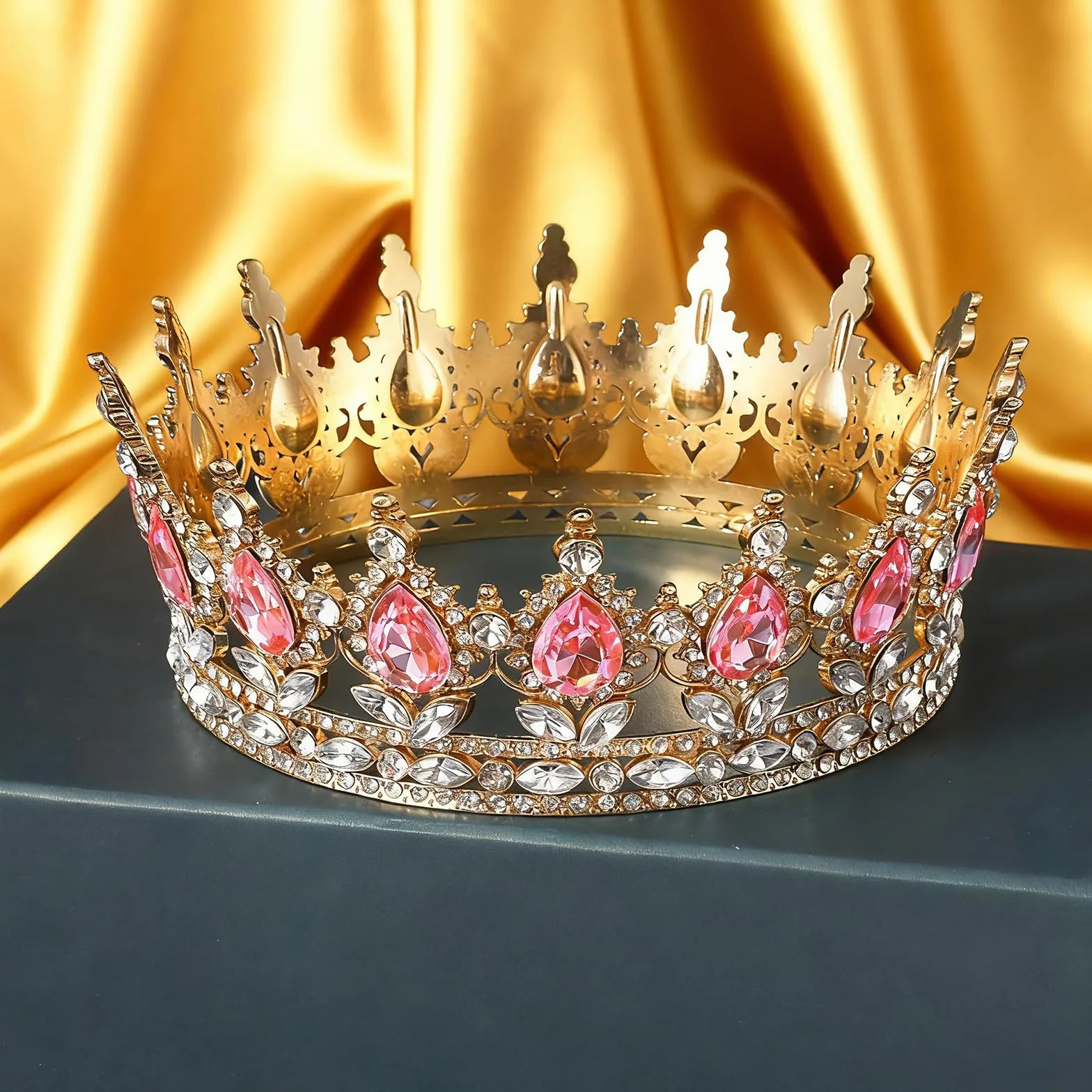 1 sztuka korona dla panny młodej, diadem księżniczki, kryształowa diadem, diadem księżniczki, kryształki stras, opaska na czoło, korona na wesele, tiary, brokatowy diadem, ozdoba do włosów, korona na
