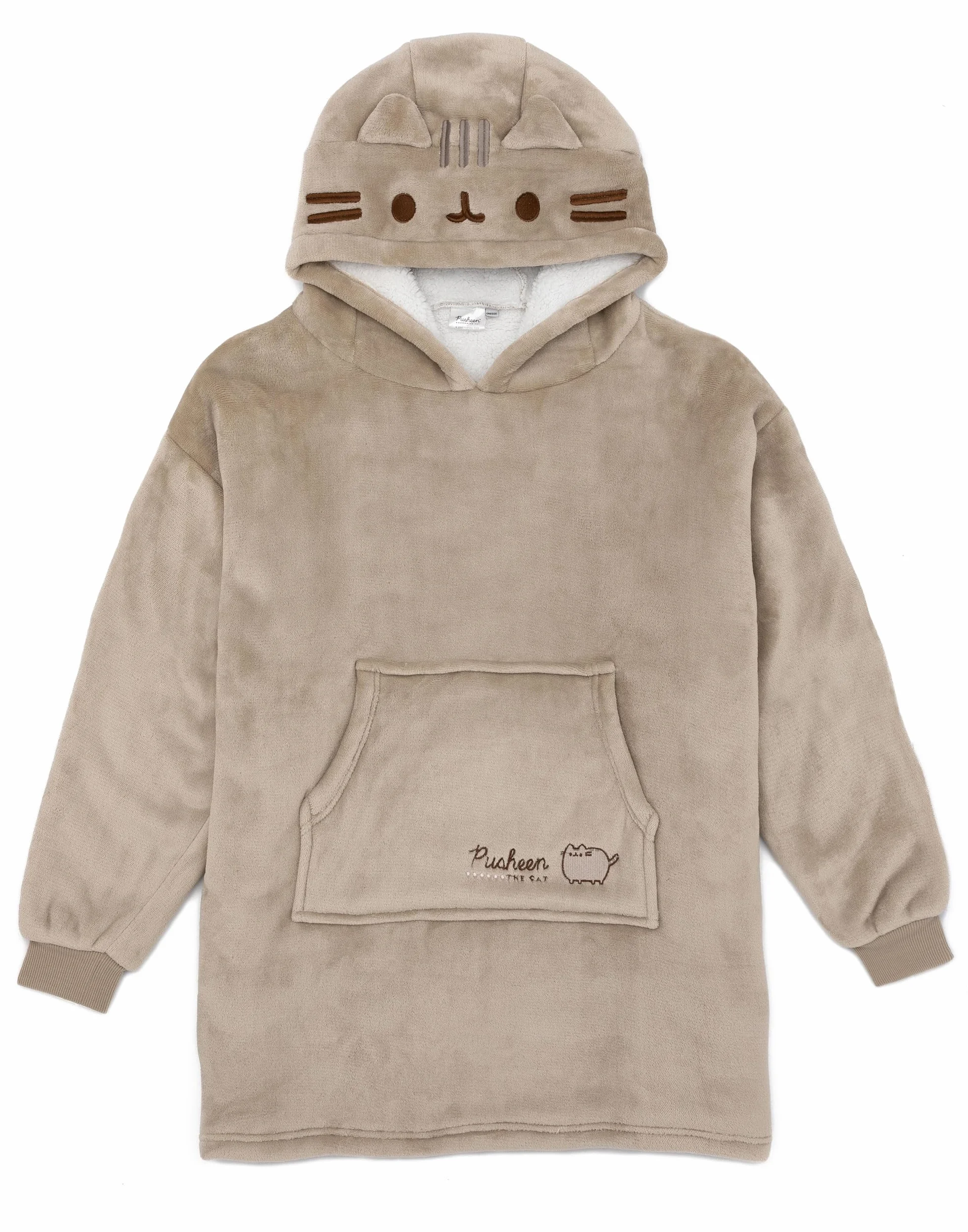 Oodie Pusheen Dziewczynki Brązowy Kocowy Sweter z Kapturem | Zanurz się w Komforcie z Wyszywaną Twarzą Pusheen | Idealny do Gry, Relaksu i Przytulnych Dni | Z Kapturem dla Dodatkowego Ciepła