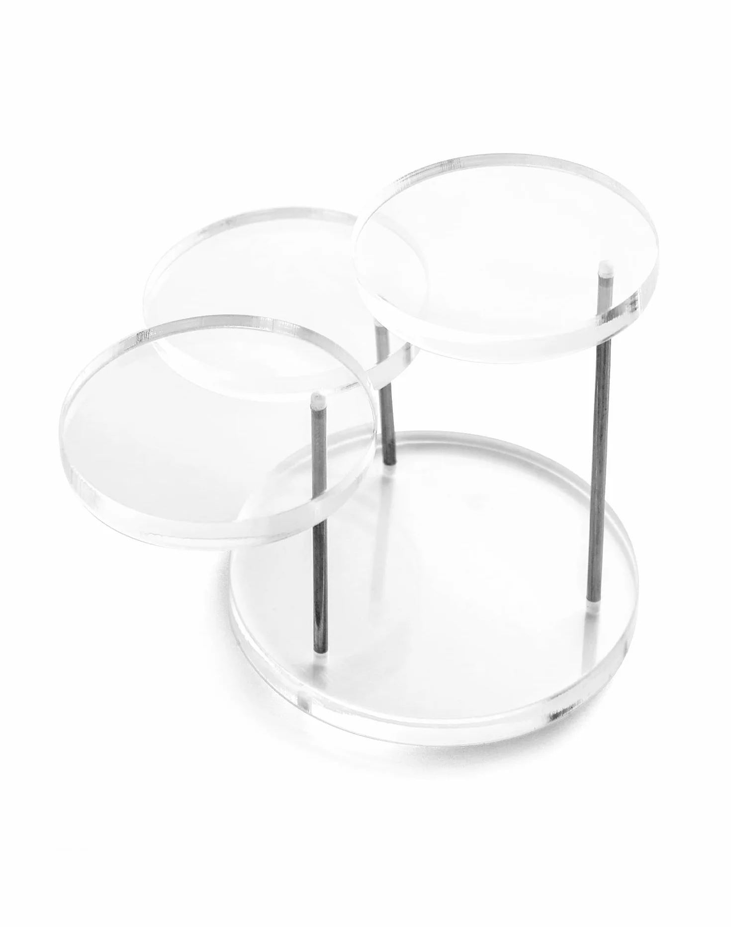 QWORK® 3-Tier Mini akrylowy stojak wystawowy, okrągły przezroczysty akrylowy stojak wystawowy na pierścionki Kolczyki Bransoletki Mini figurki (2 szt.)
