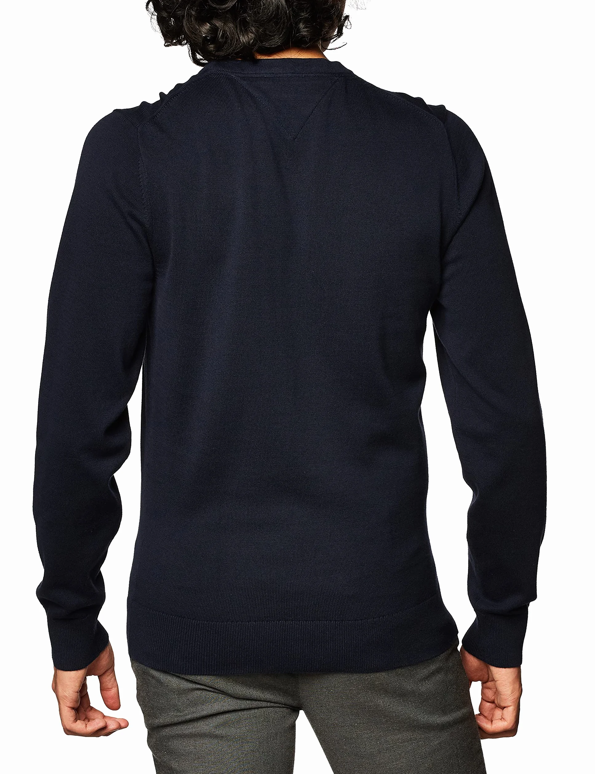 Tommy Hilfiger Męski sweter z bawełny Essential Crew Neck MW0MW14748, niebieski, L, Niebieski (pustynne niebo), L
