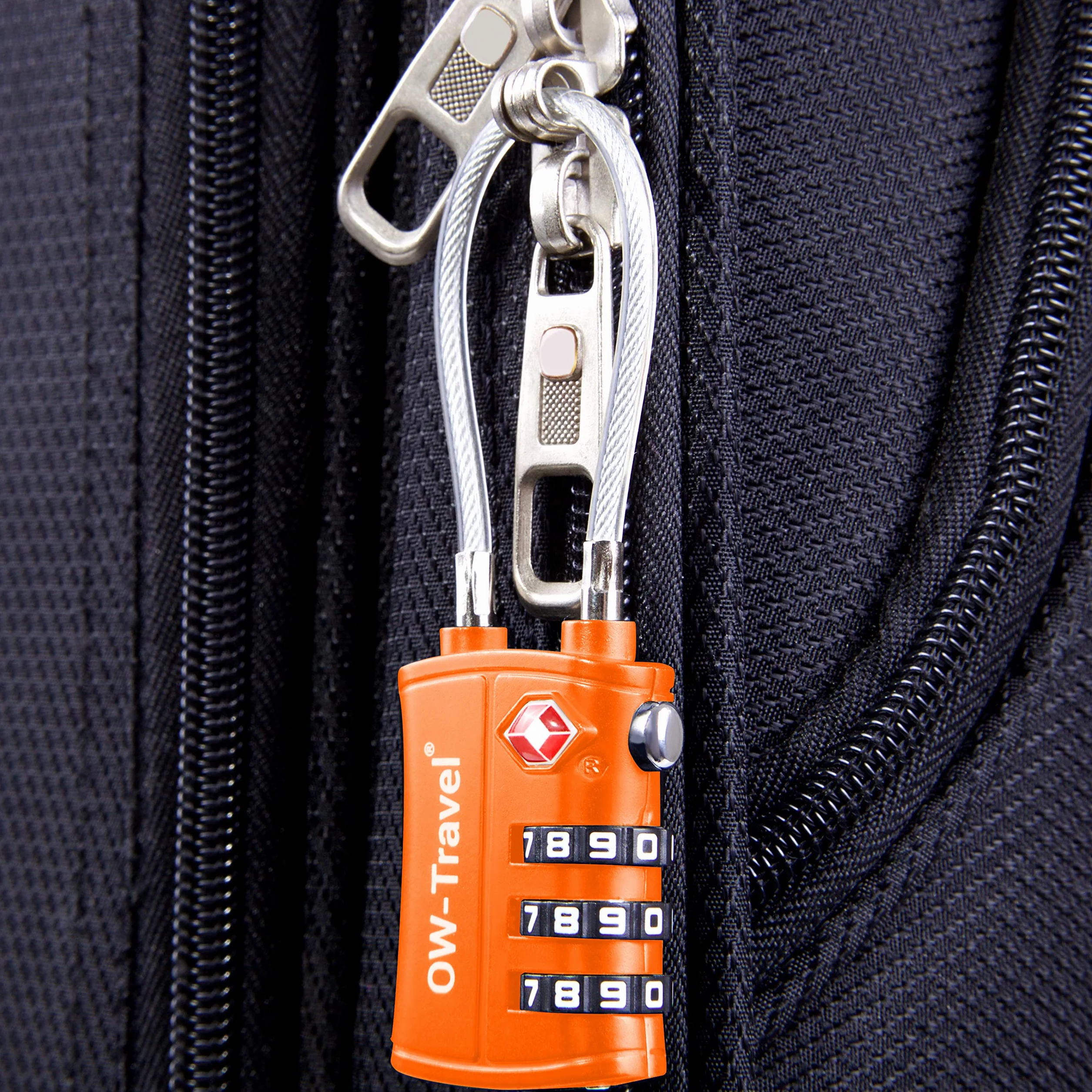 OW-Travel TSA Kłódka z Linką i Zamkiem Szyfrowym(Zestaw 2 Pomarańczowy)3 Cyfrowe Kłódki Walizkowe. Kłódka na szyfr na Plecak, Walizkę, Bagaż Kłódki Szyfrowe Bagażowe Szafek na Siłownię